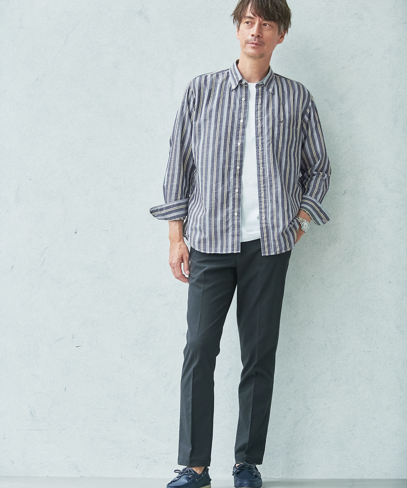 【国内買付】C.E FLAT PRE COG T Tシャツ ロゴ クルーネック 通年用 ウォッシャブルウール クルーネックTシャツ ダークグレー