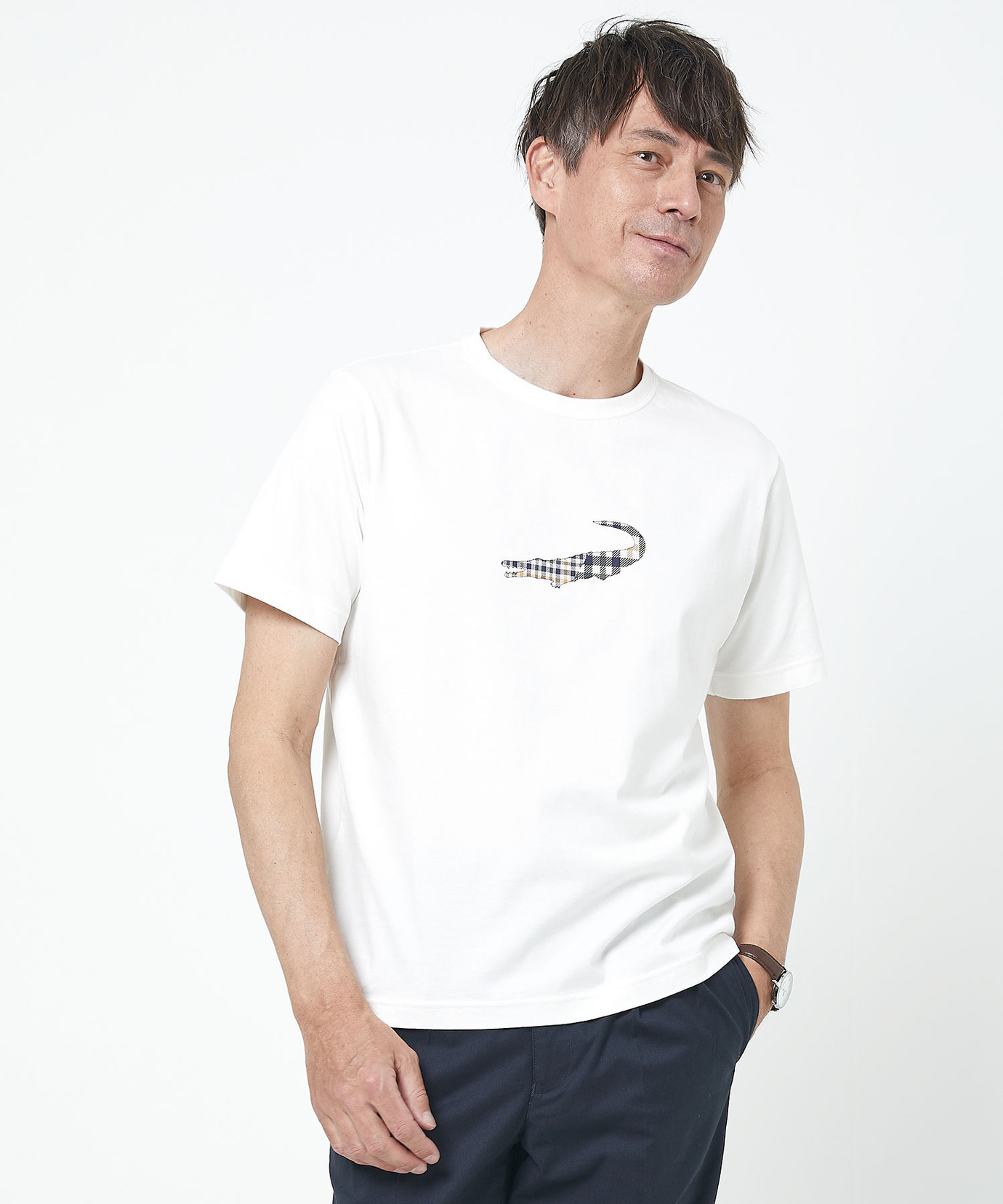 メンズ クロコダイルタータン プリント Tシャツ 通販 [1602-33213