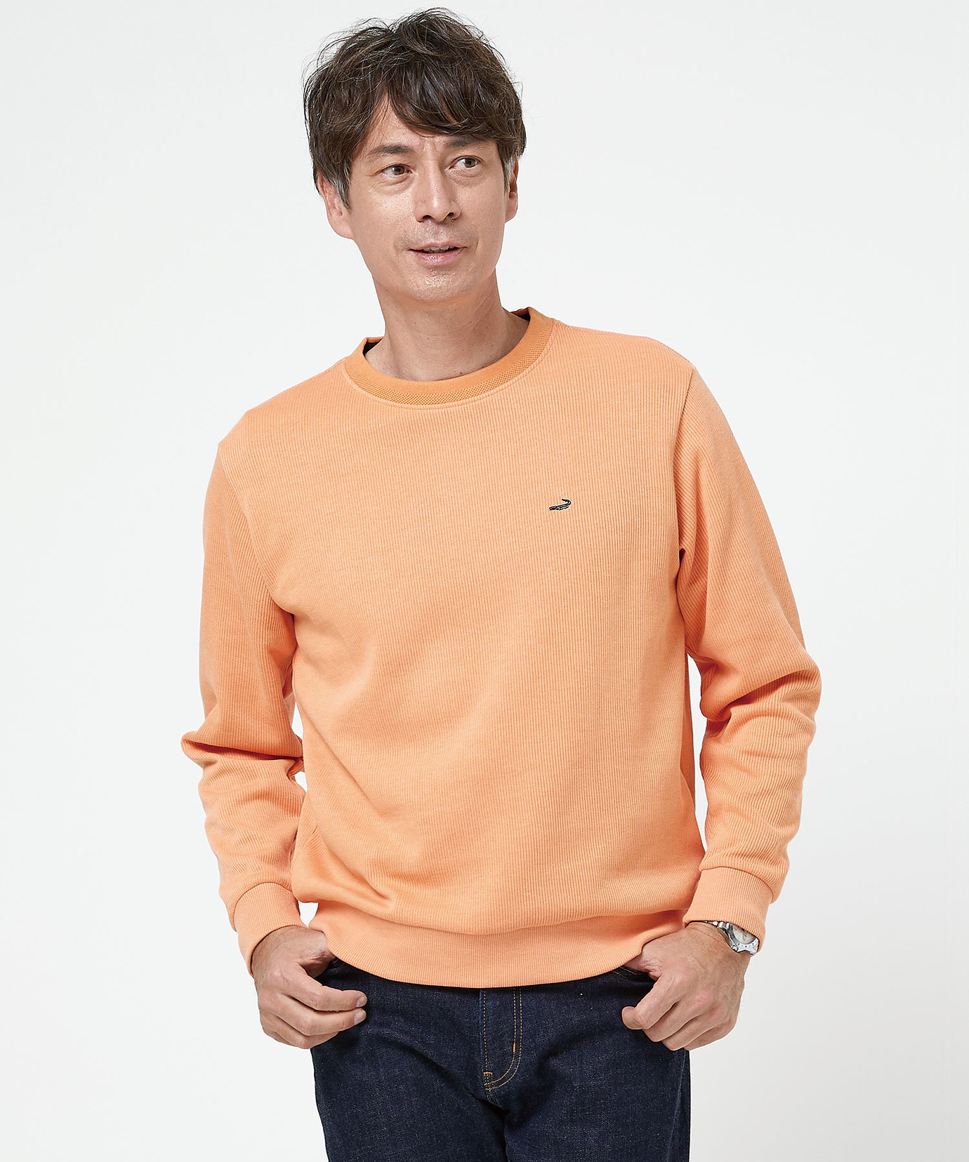 メンズ ワッフル クルーネック トレーナー通販 [1602-51201