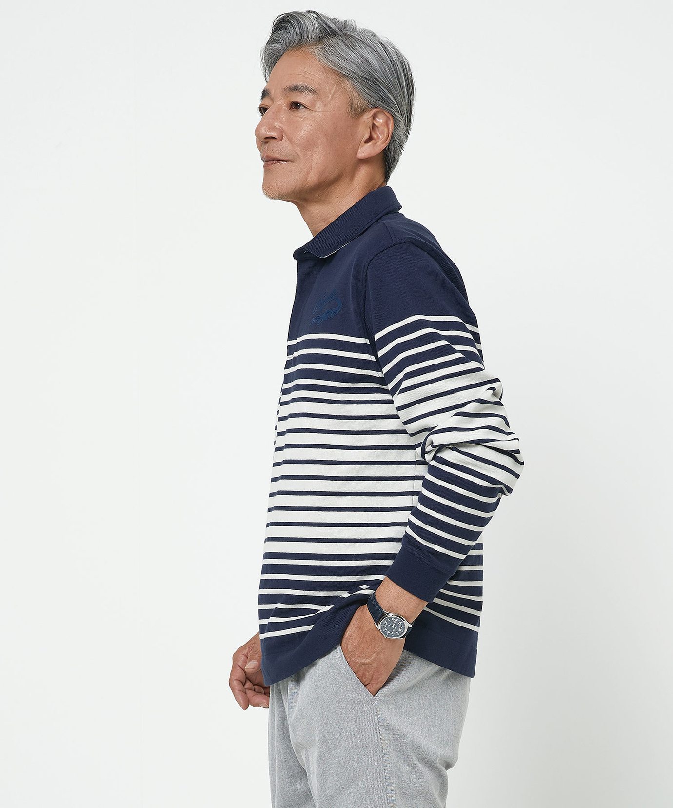 メンズ パネルボーダー柄 プルオーバー ポロシャツ通販 [1602-51207