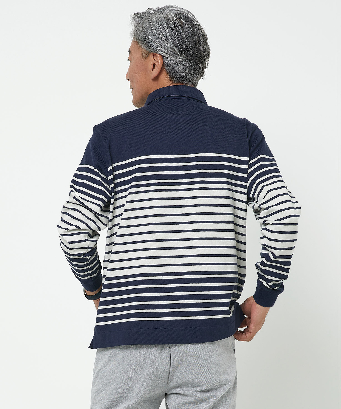 メンズ パネルボーダー柄 プルオーバー ポロシャツ通販 [1602-51207