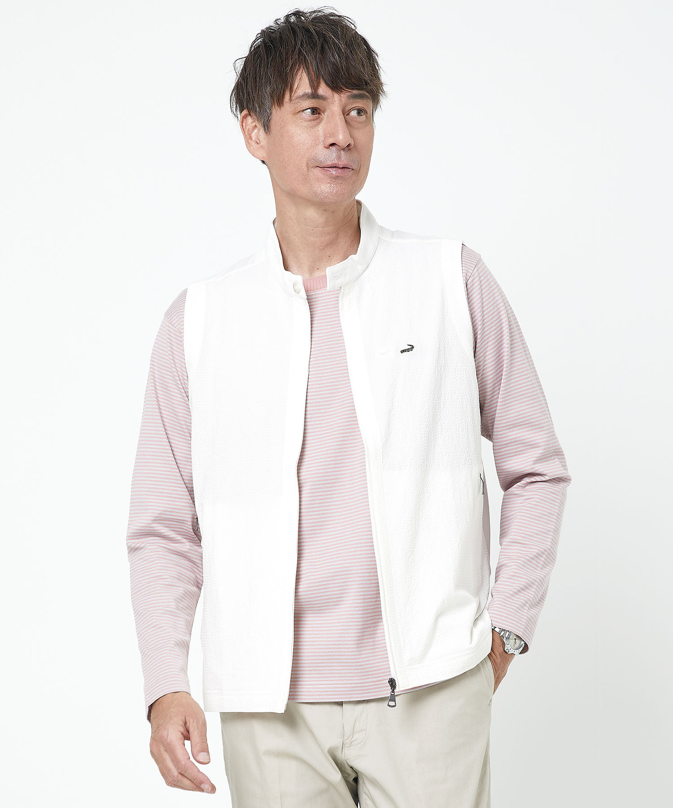 メンズ チェック柄 ジャカード ベスト通販 [1602-53200