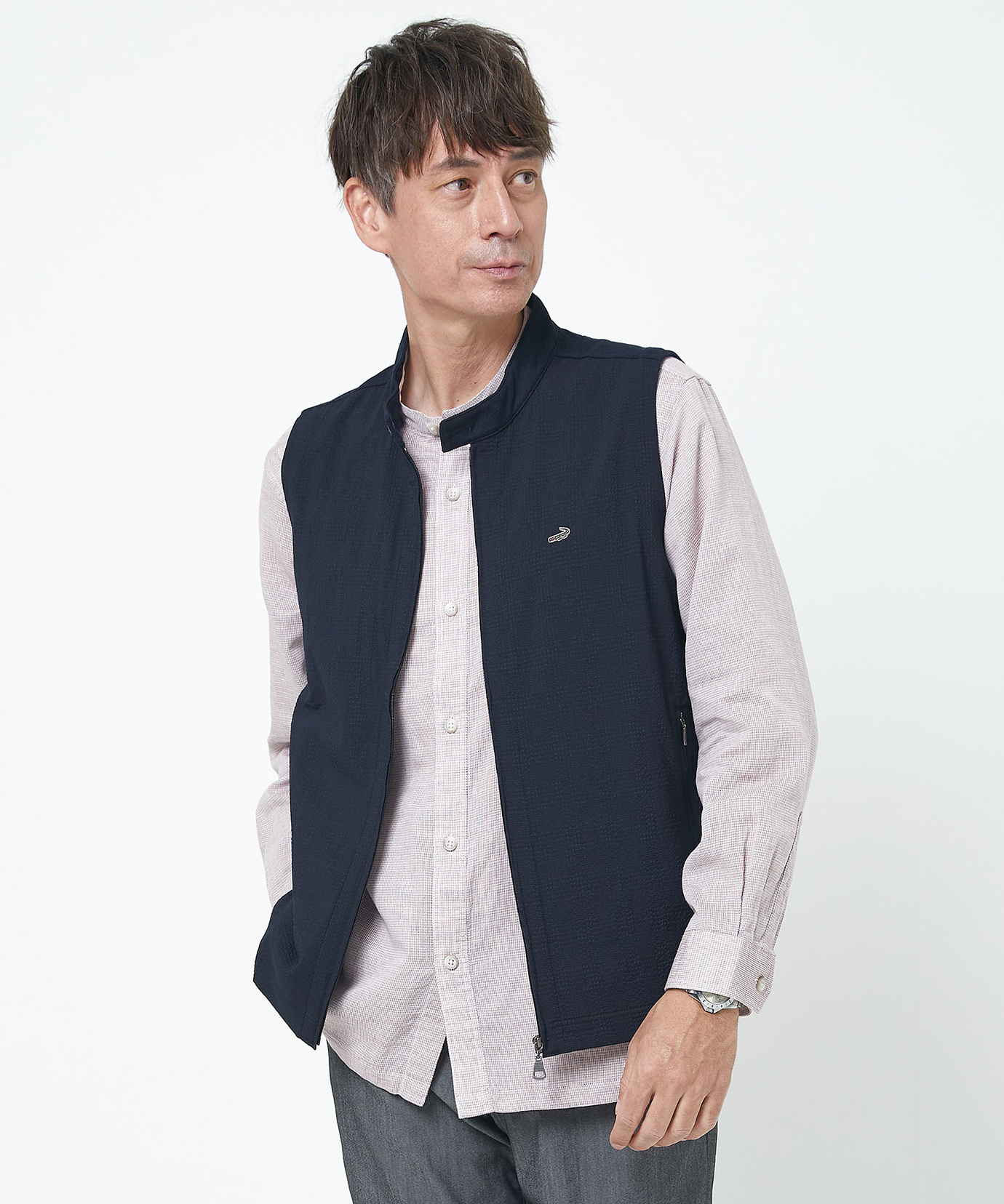 メンズ チェック柄 ジャカード ベスト通販 [1602-53200