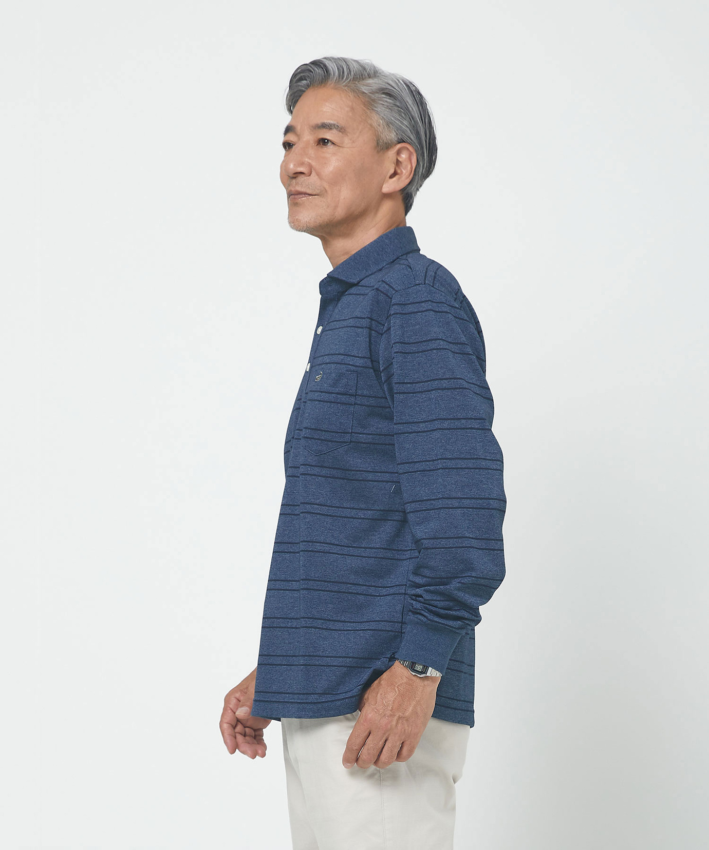 メンズ バーズアイ ボーダー柄 ポロシャツ通販 [1602-53202