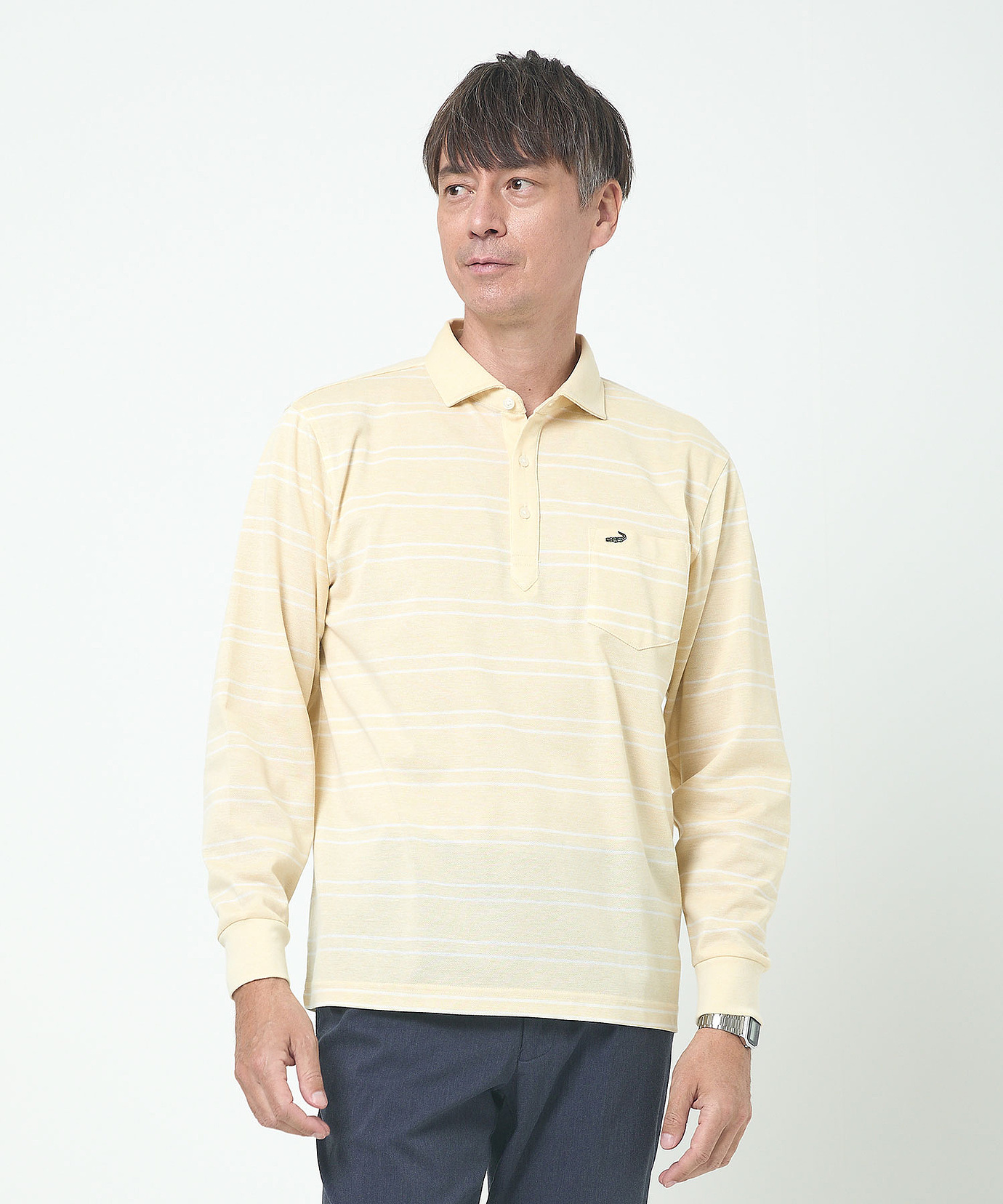 メンズ バーズアイ ボーダー柄 ポロシャツ通販 [1602-53202