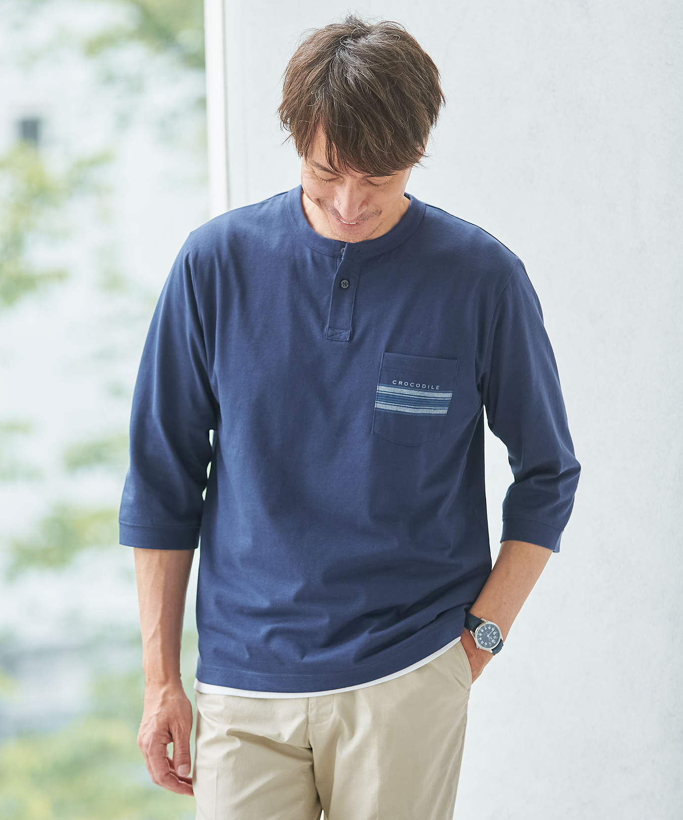 メンズ ヘンリーネック 七分袖 Tシャツ【吸汗速乾】通販 [1602-53206