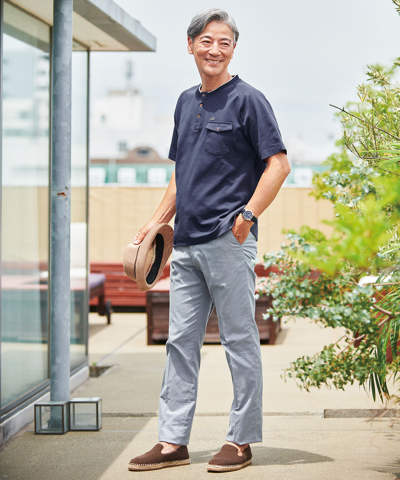 メンズ ポンチ ヘンリーネック Tシャツ通販 [1602-53211