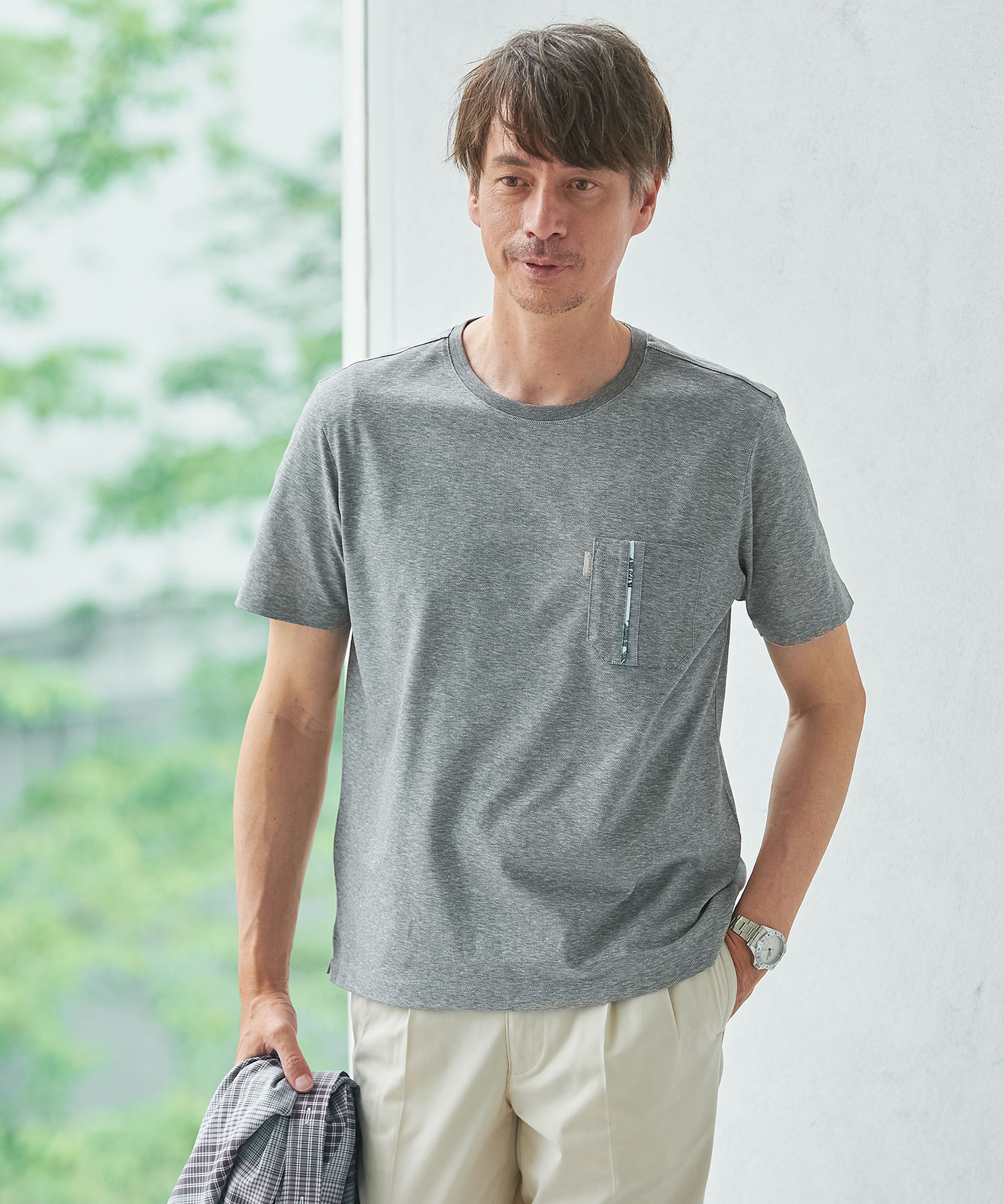 メンズ スノーリネン 鹿の子 クルーネックTシャツ【接触冷感】通販