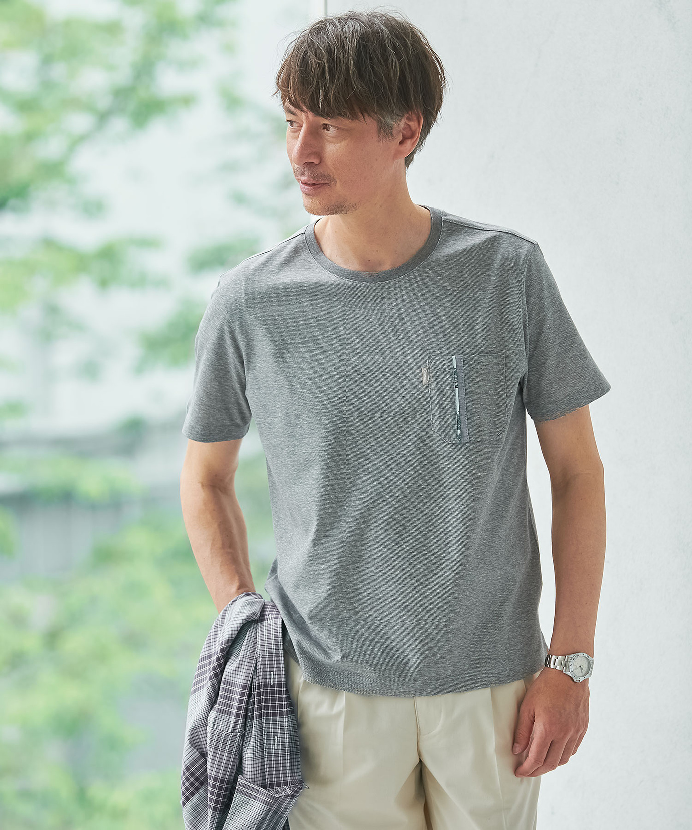 メンズ スノーリネン 鹿の子 クルーネックTシャツ【接触冷感】通販