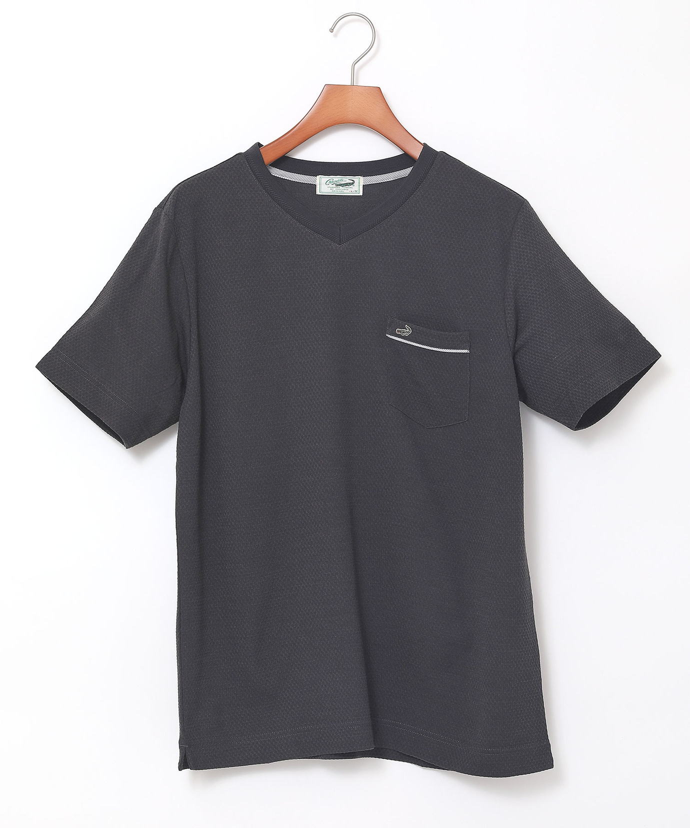 メンズ シャドーギンガムチェック柄 Vネック Tシャツ【吸汗速乾】通販