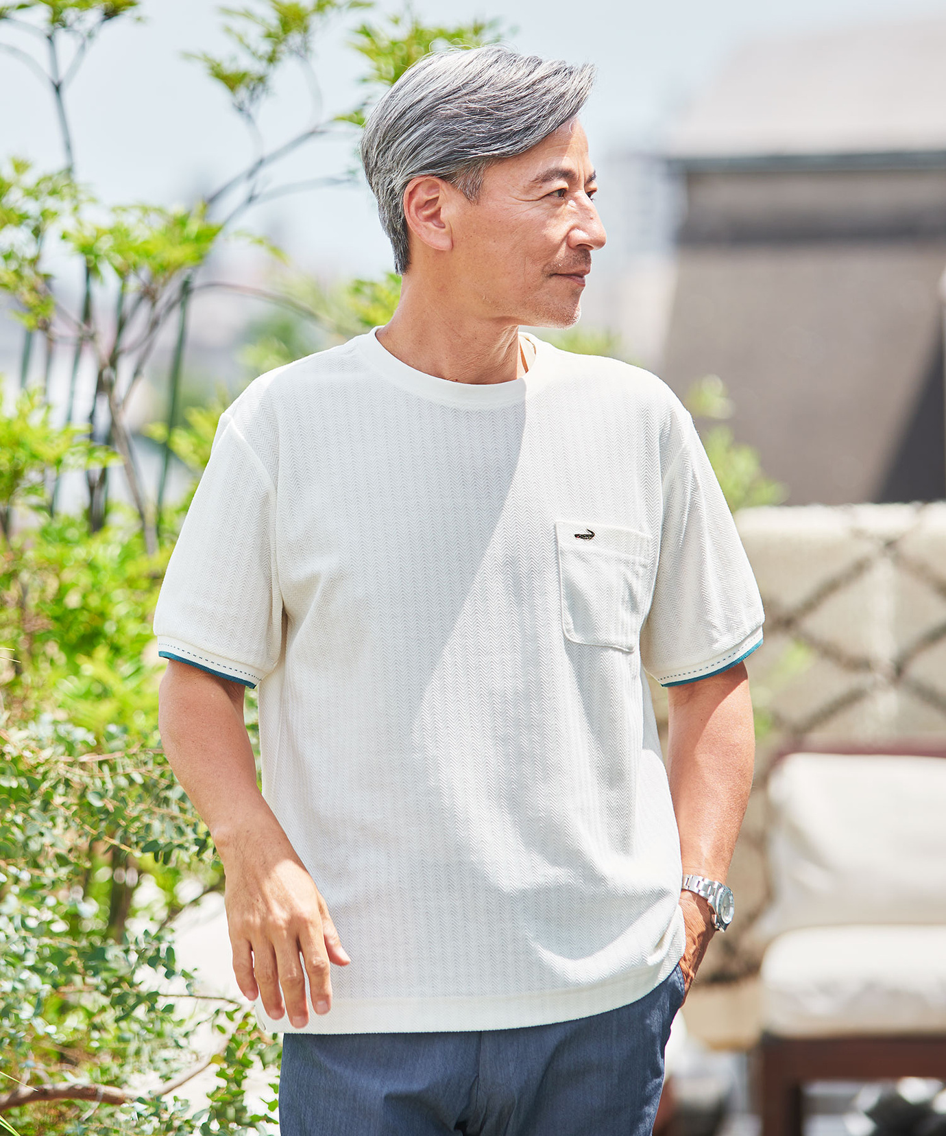 メンズ ヘリボーン リブライン Tシャツ【吸汗速乾】通販 [1602-53225