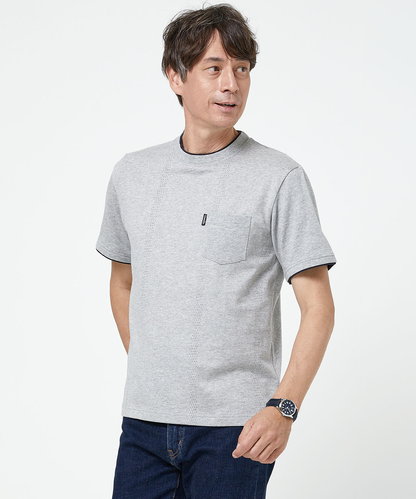 メンズ レイヤード メッシュ カットソー通販 [1602-53232