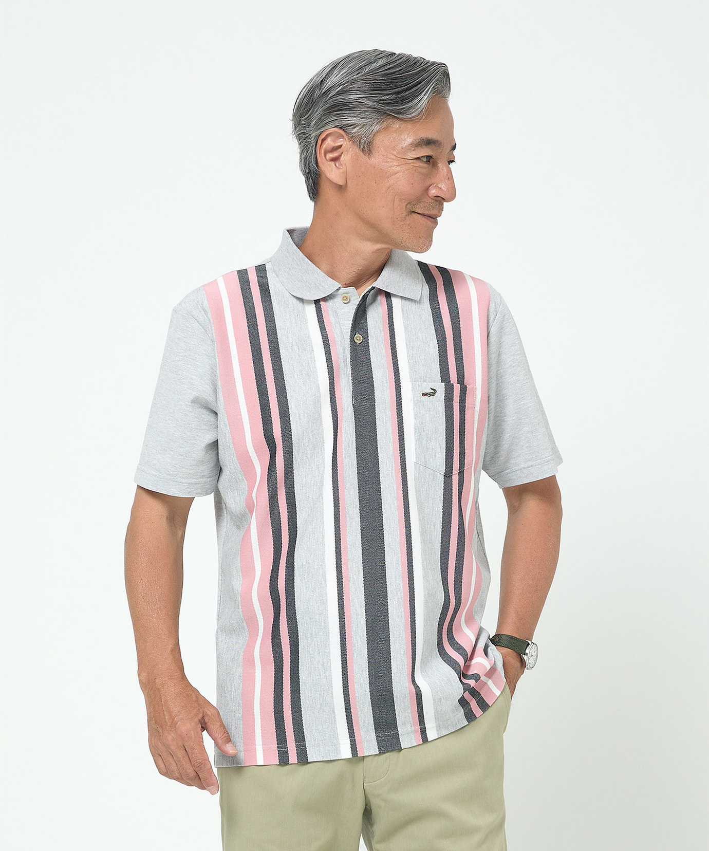 メンズ ランダムストライプ柄 ポロシャツ 【吸汗速乾】通販 [1602