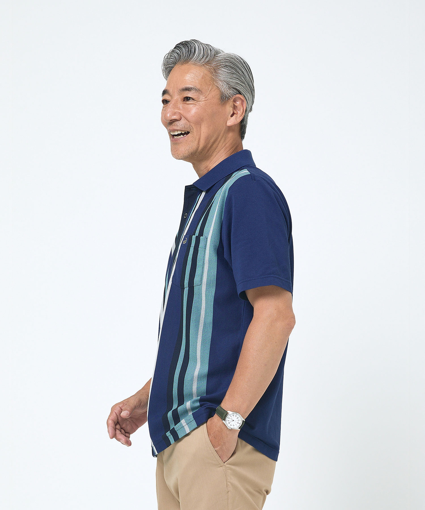 メンズ ランダムストライプ柄 ポロシャツ 【吸汗速乾】通販 [1602