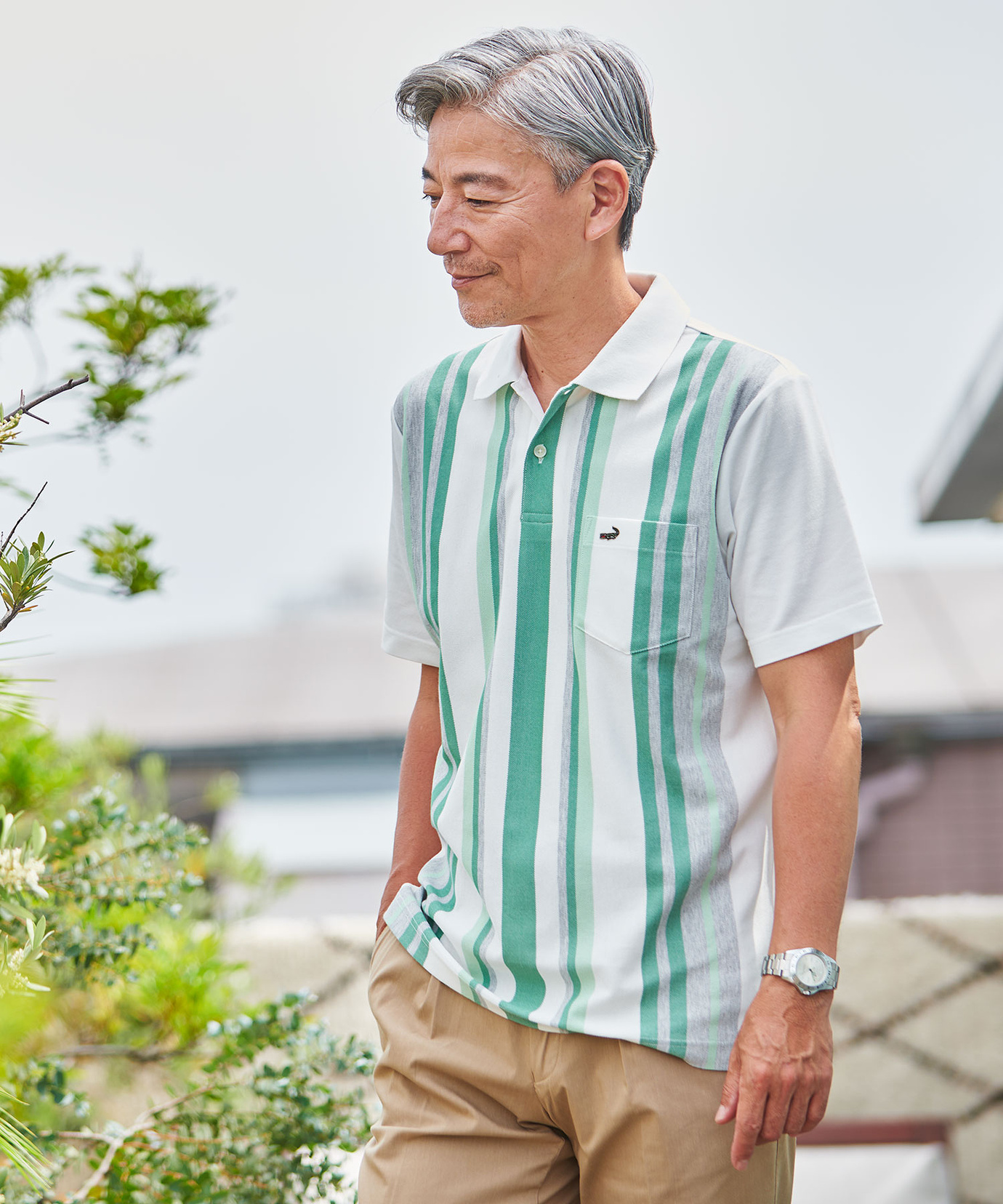 メンズ ランダムストライプ柄 ポロシャツ 【吸汗速乾】通販 [1602