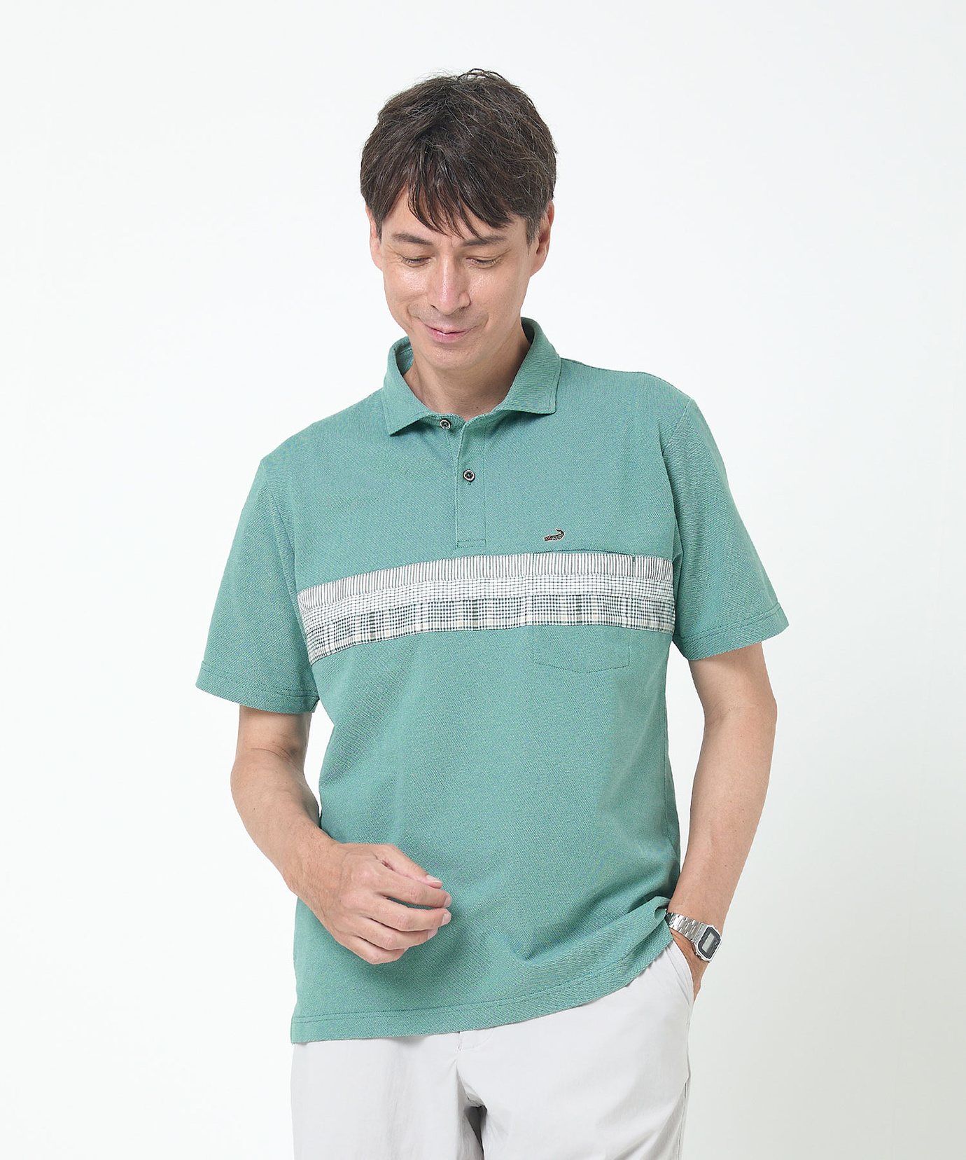 メンズ 切り替えデザイン 鹿の子 ポロシャツ【吸汗速乾】通販 [1602