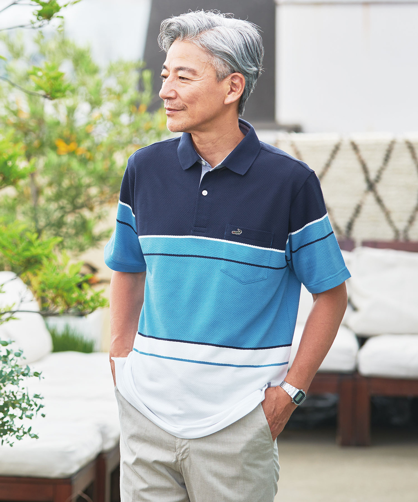 メンズ 地柄 カラーブロック ポロシャツ【吸汗速乾】通販 [1602-53238