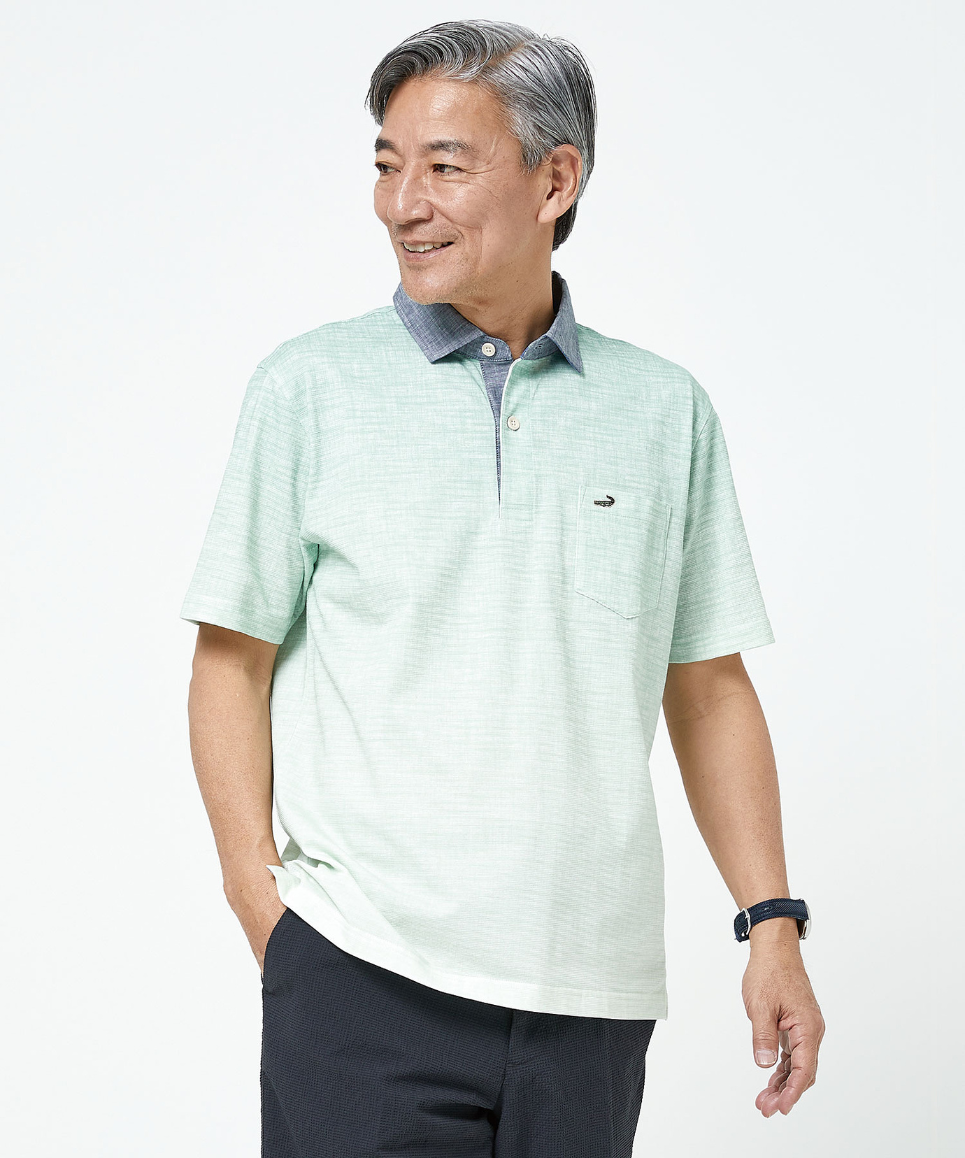 メンズ 襟布帛 グラデーションカラー ポロシャツ【吸汗速乾】通販