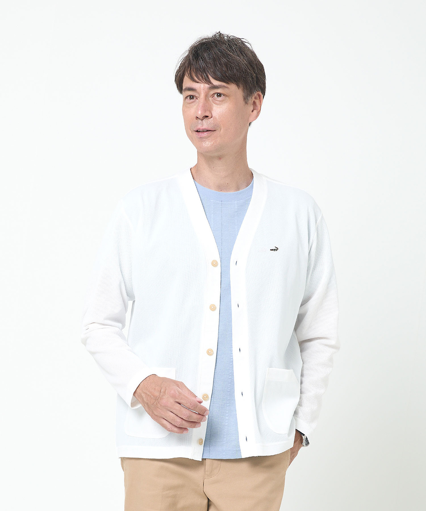 メンズ メッシュ調 Vネック カーディガン【吸汗速乾】通販 [1602-53242