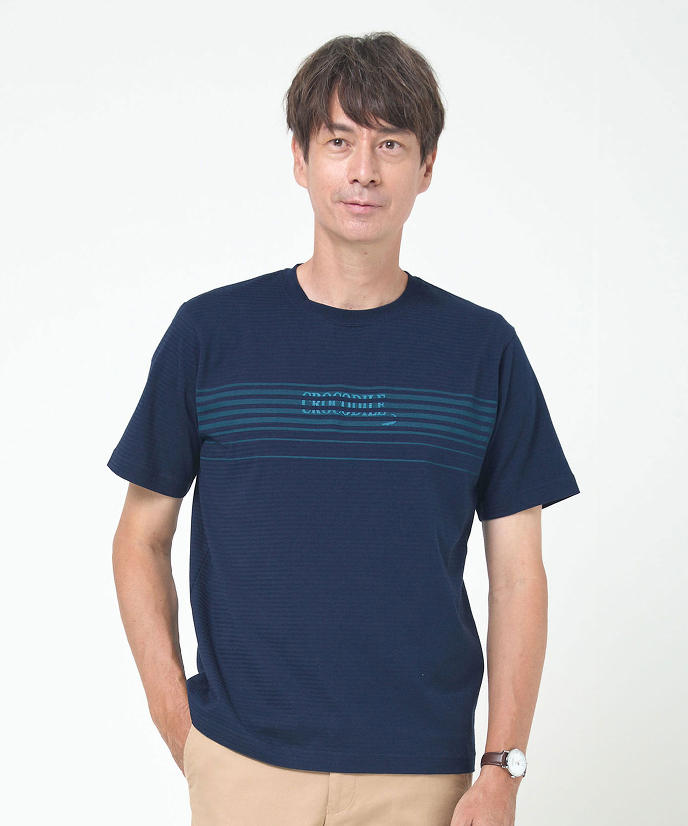 メンズ ボーダー柄 ロゴ プリントTシャツ通販 [1602-54211