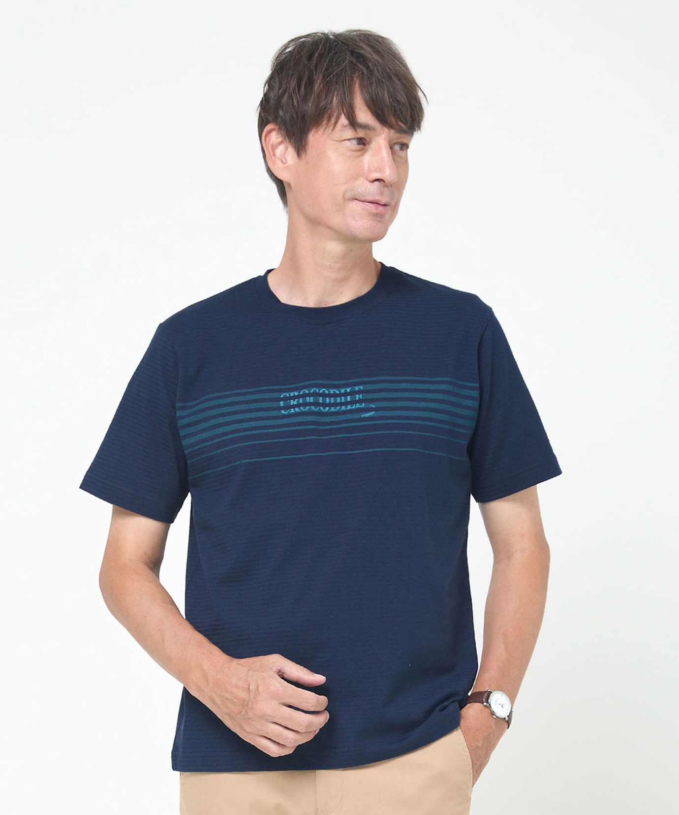 メンズ ボーダー柄 ロゴ プリントTシャツ通販 [1602-54211