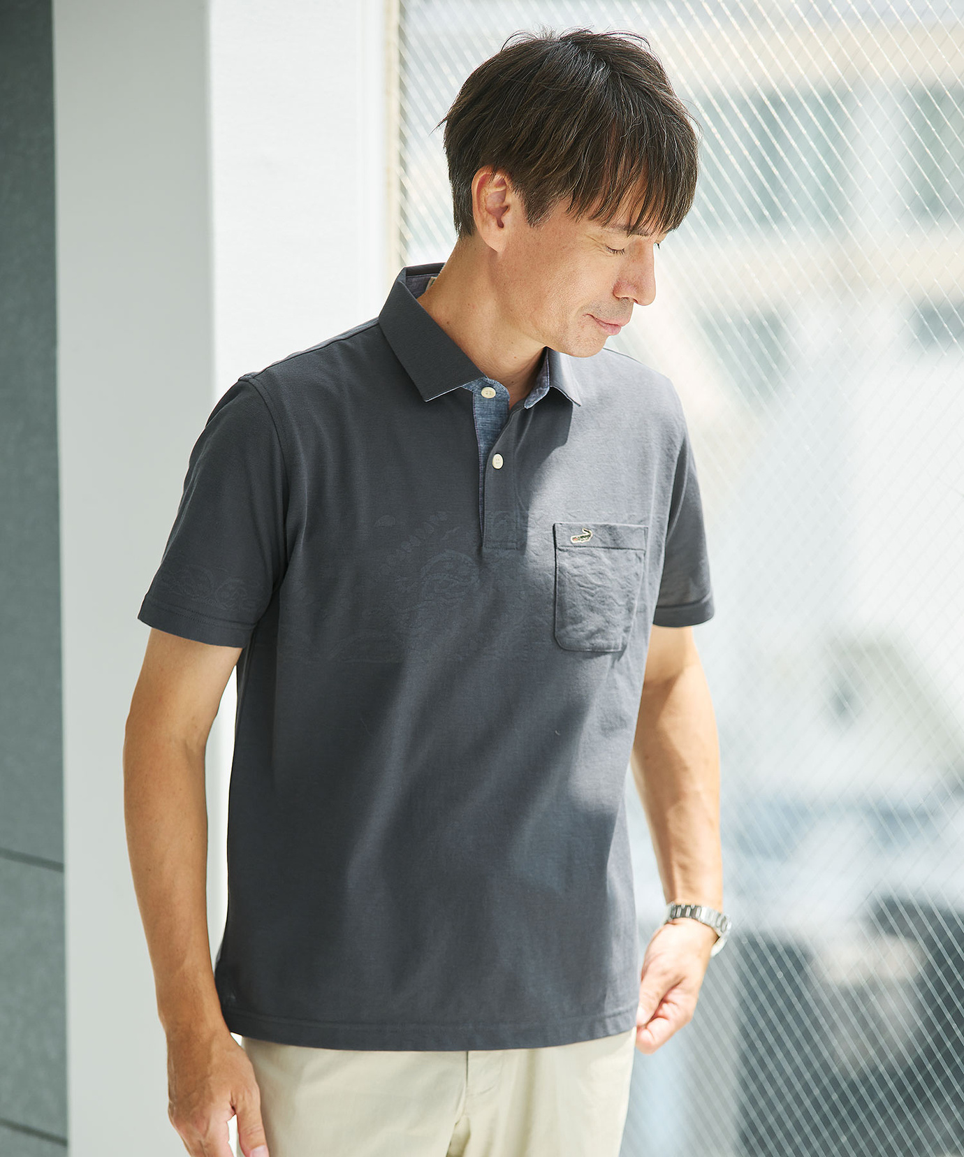 メンズ 地柄 デザイン ポロシャツ通販 [1602-54218] - クロコダイル