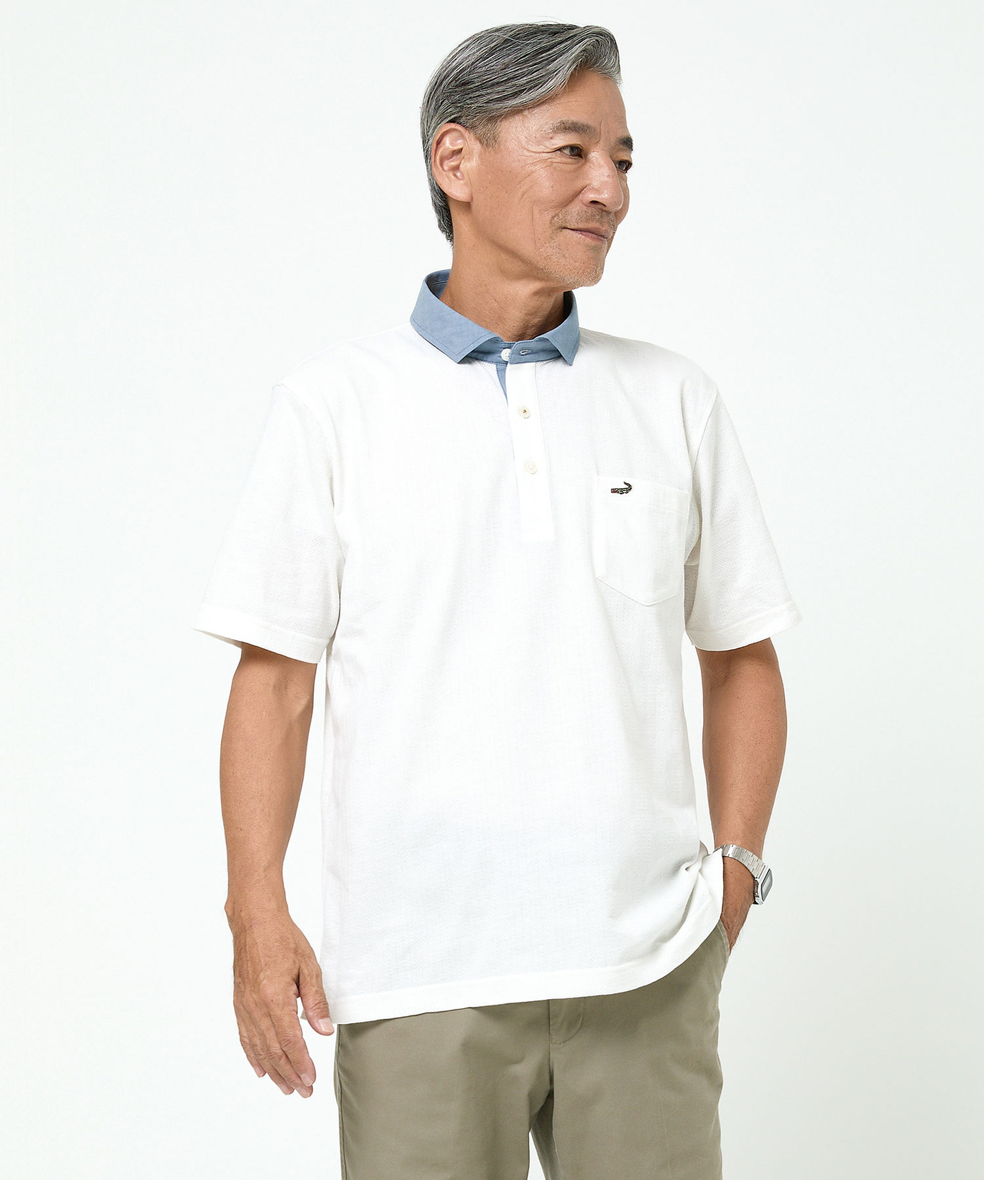 メンズ 地柄 ストライプ ポロシャツ通販 [1602-54219] - クロコダイル