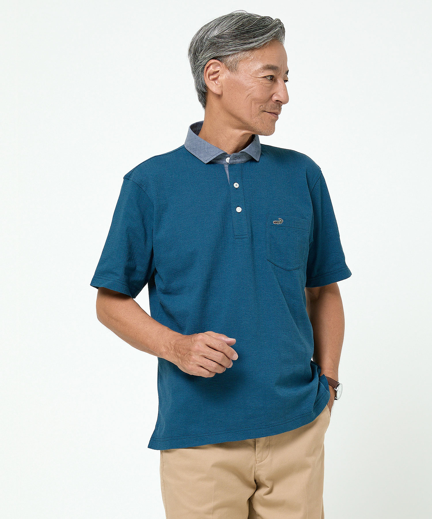 メンズ 地柄 ストライプ ポロシャツ通販 [1602-54219] - クロコダイル