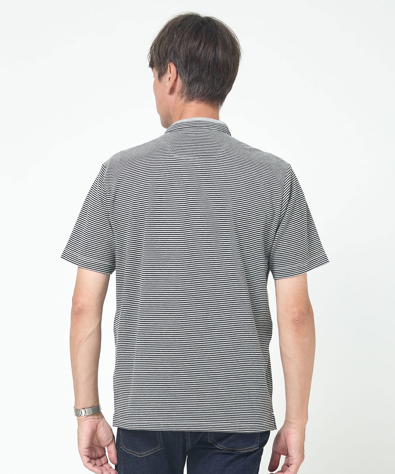 メンズ スタンド襟 微塵ボーダー柄 プルオーバー通販 [1602-54220