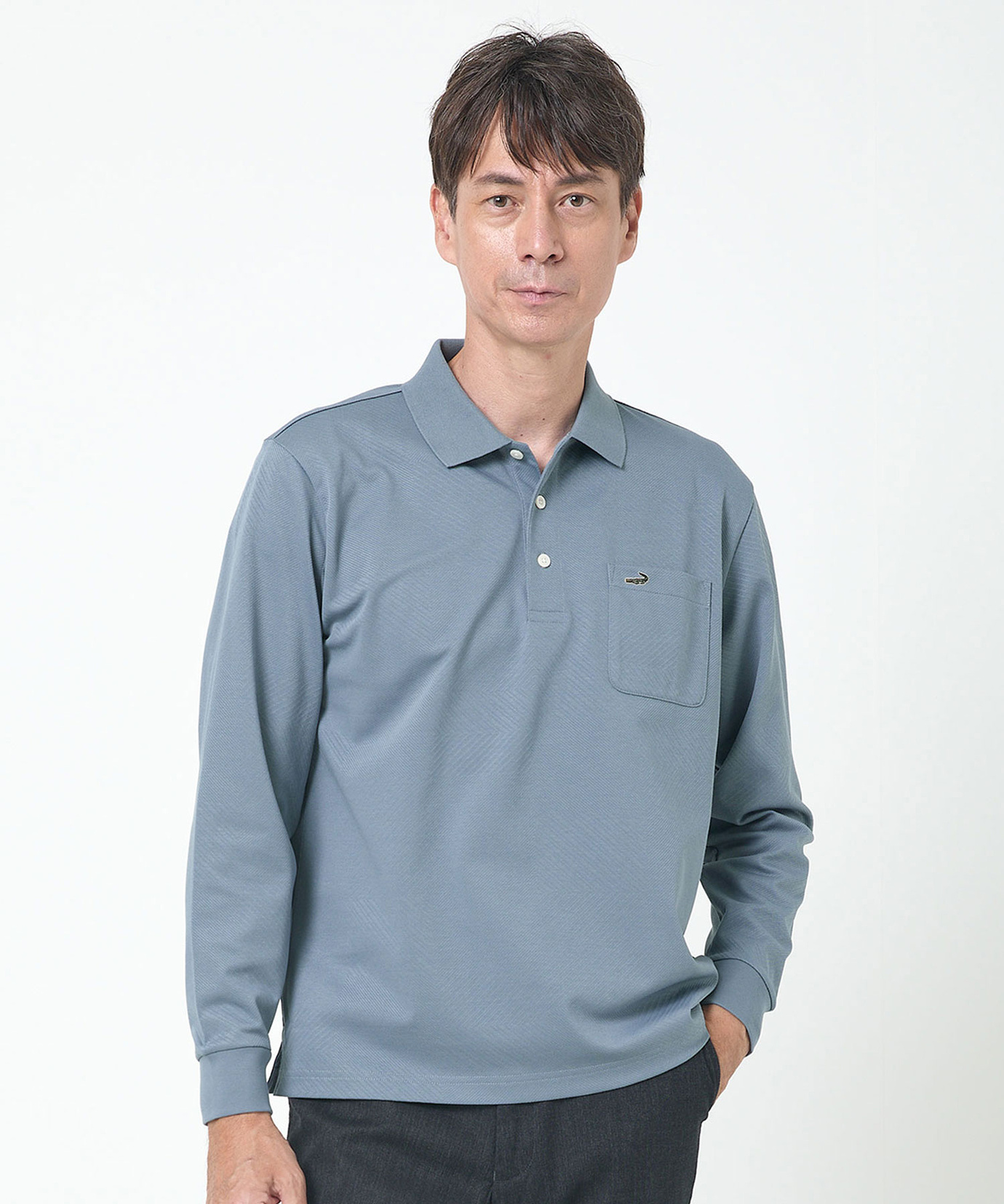 メンズ 地柄 長袖 ポロシャツ通販 [1602-55202] - クロコダイル