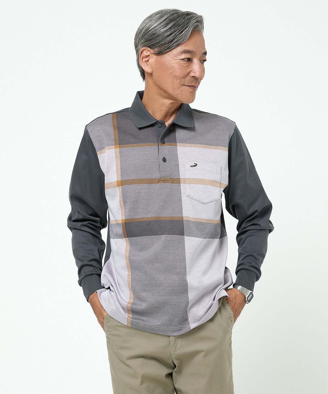 メンズ パネルチェック柄 ポロシャツ通販 [1602-55204] - クロコダイル