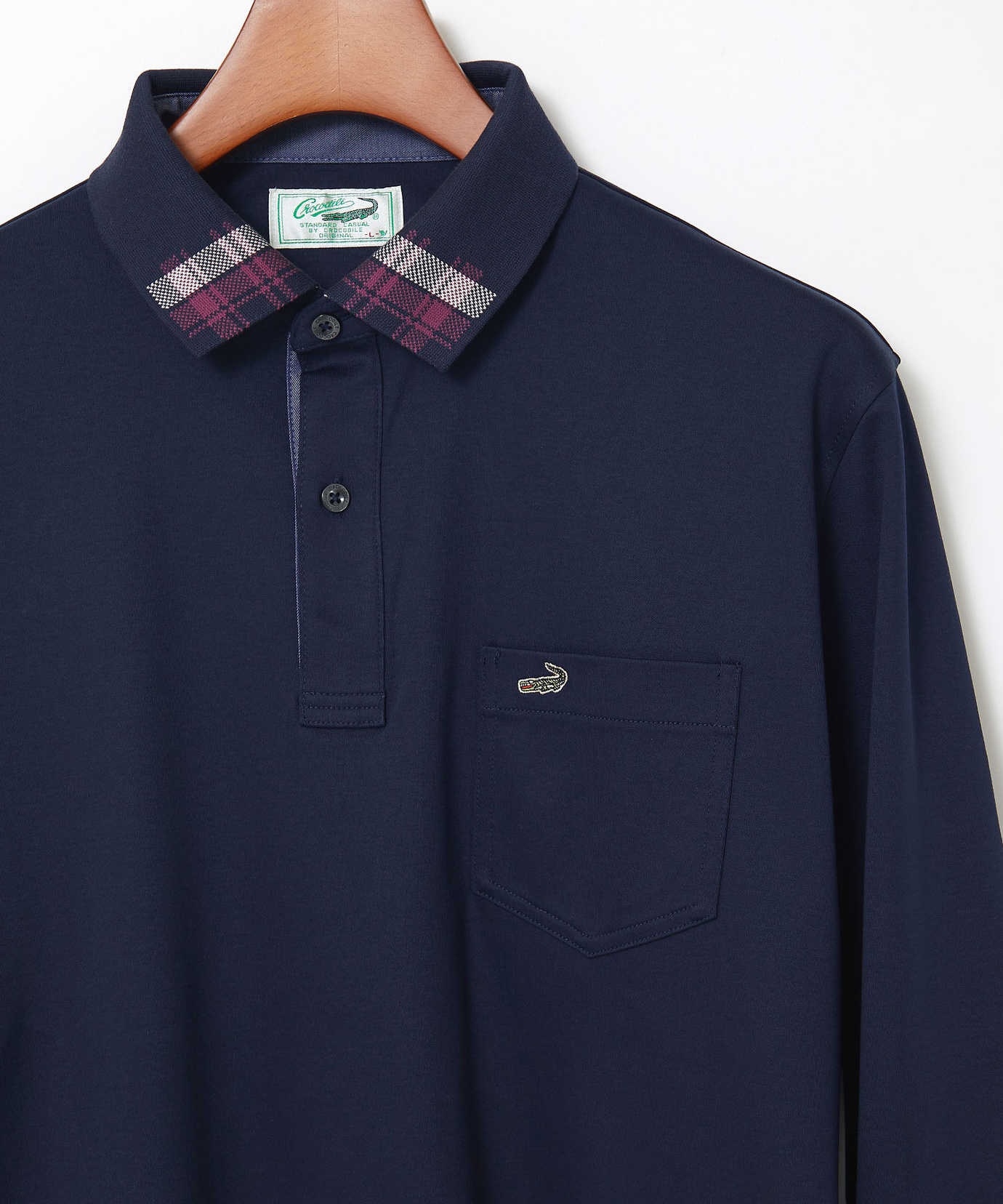 メンズ 襟チェック スムース ポロシャツ通販 [1602-55205