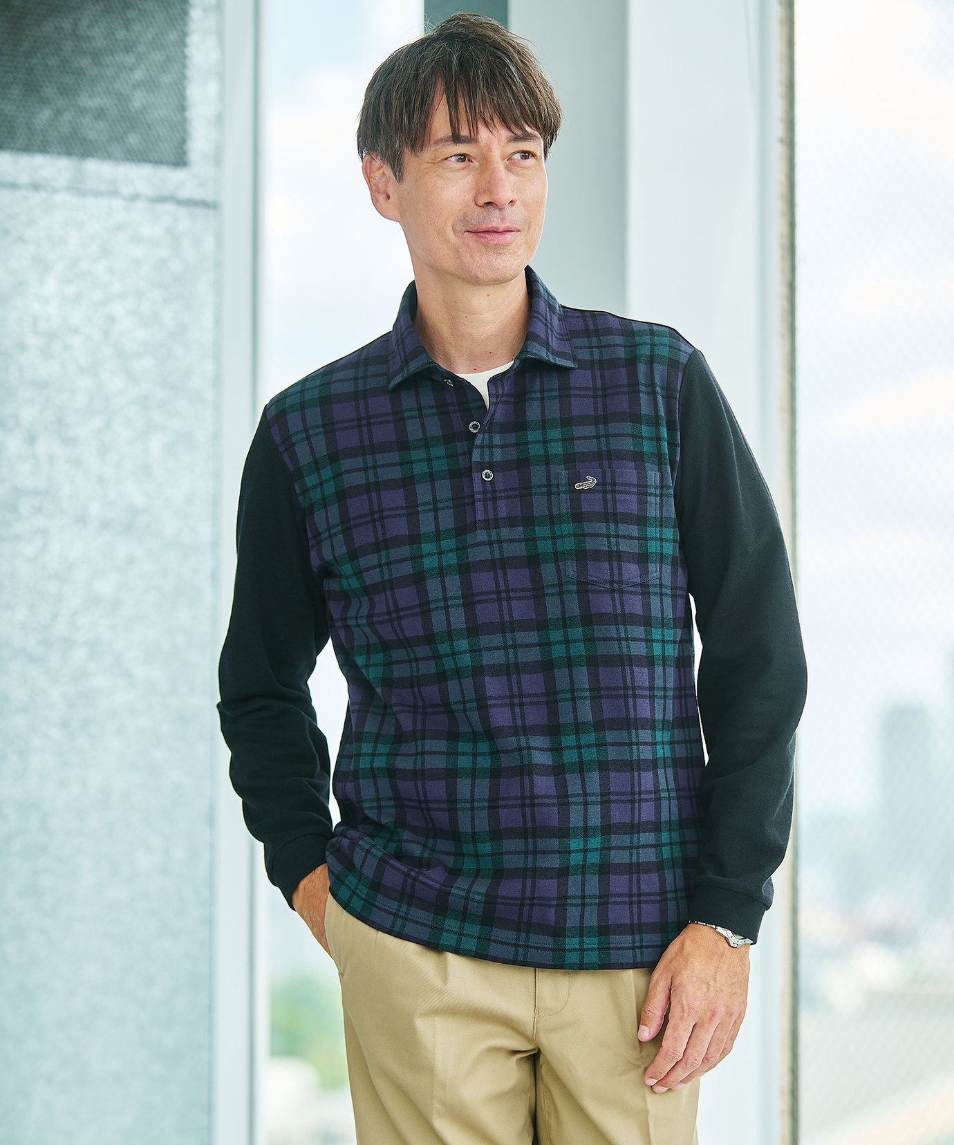 メンズ ブラックウォッチ 切り替え ポロシャツ通販 [1602-55210