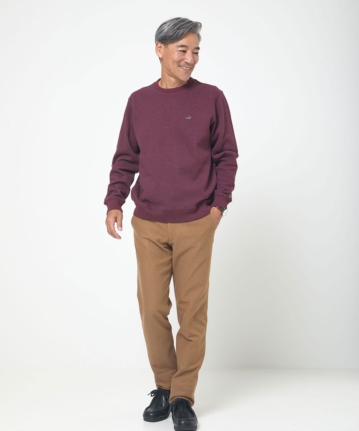 メンズ ダブルフェイス クルーネック トレーナー通販 [1602-55211