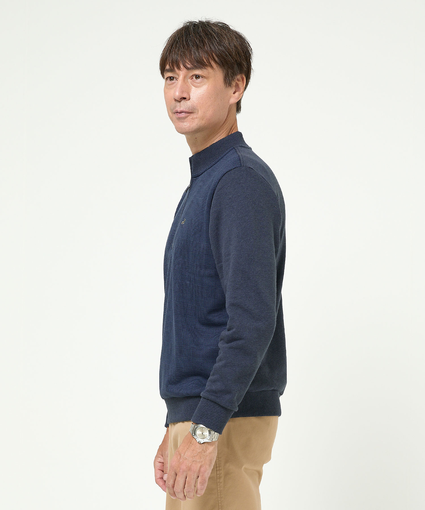 メンズ 柄切り替え ハーフジップ トレーナー通販 [1602-55212