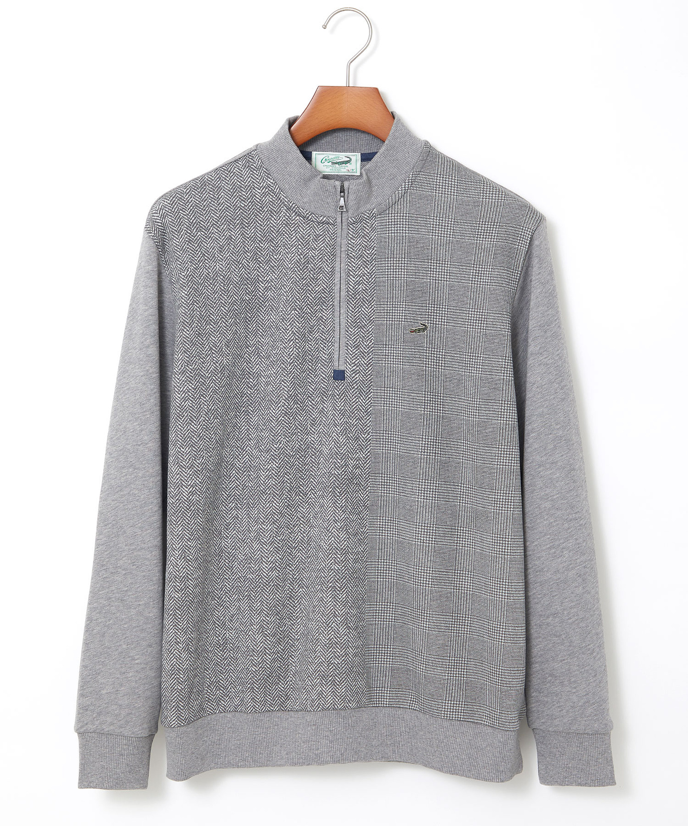 メンズ 柄切り替え ハーフジップ トレーナー通販 [1602-55212