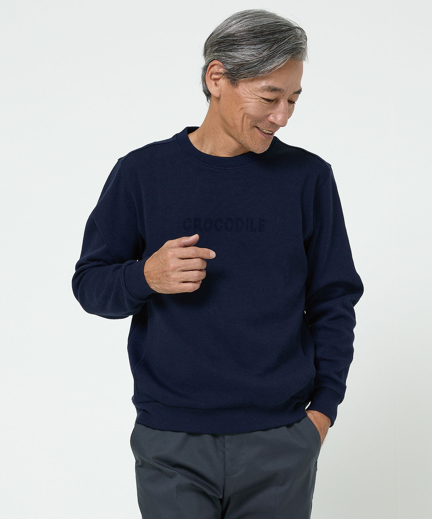 メンズ ダブルフェイス ジャカード トレーナー通販 [1602-55214