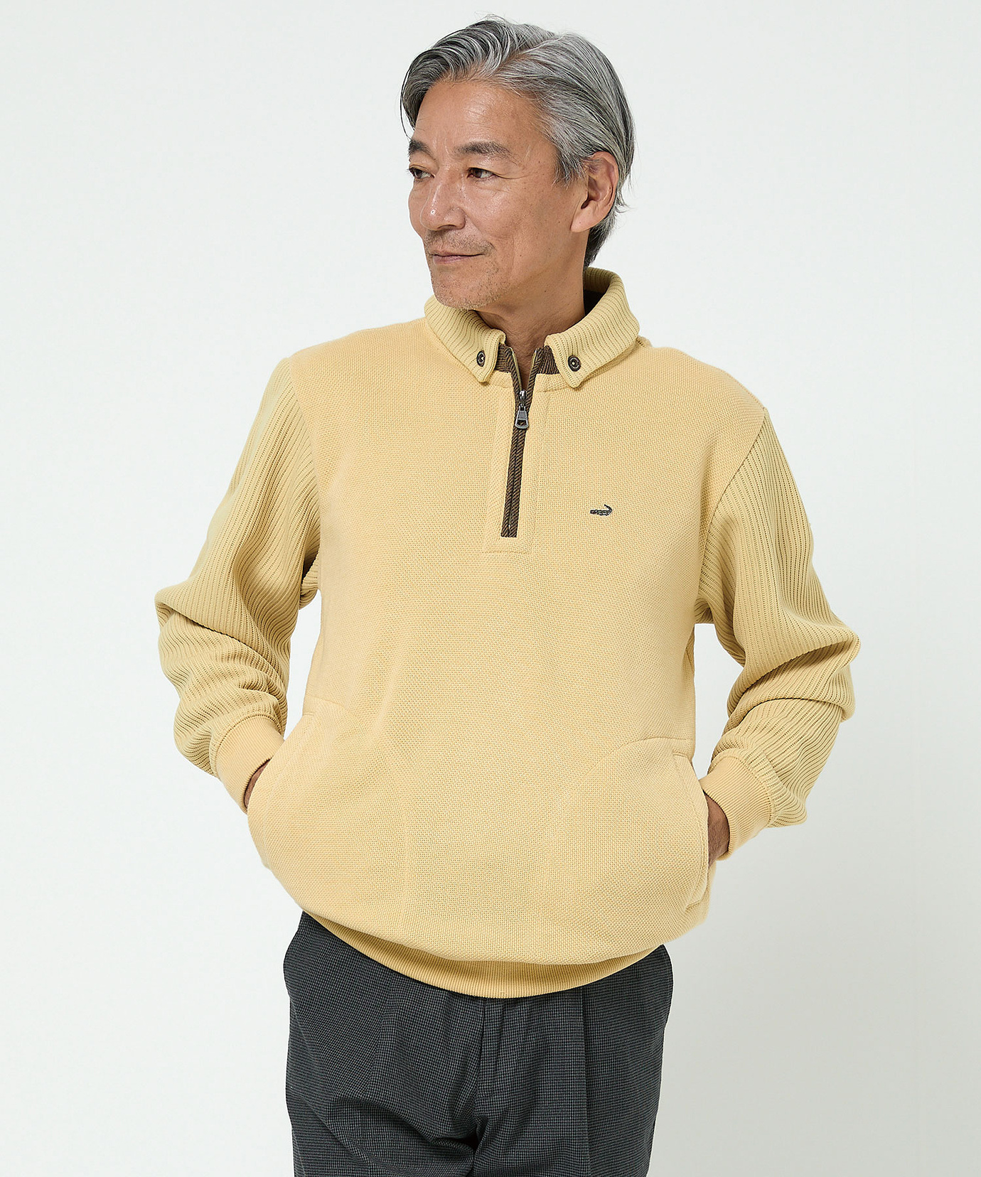 メンズ 鹿の子 リブ 切り替え トレーナー【日本製生地】通販 [1602