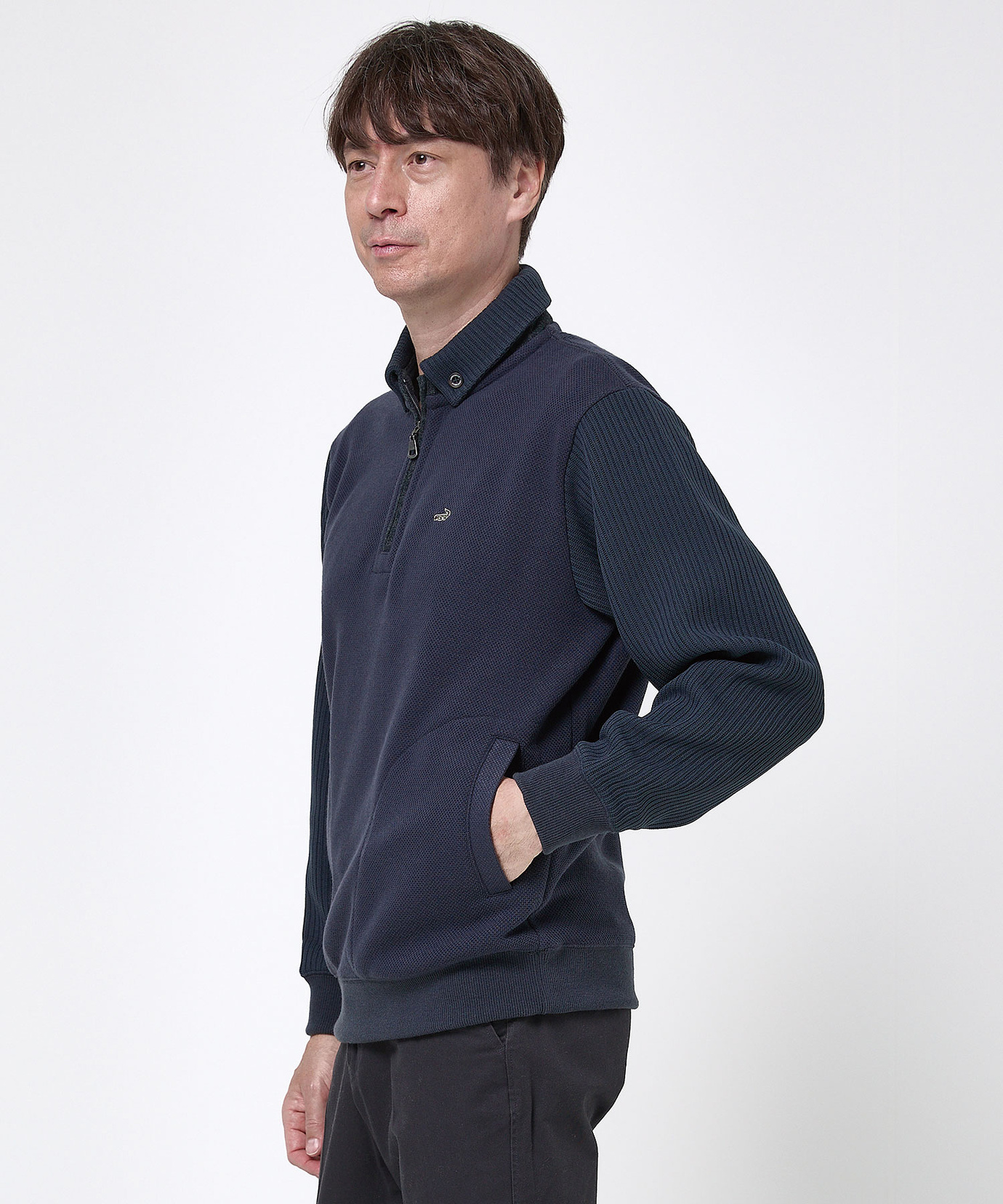 メンズ 鹿の子 リブ 切り替え トレーナー【日本製生地】通販 [1602