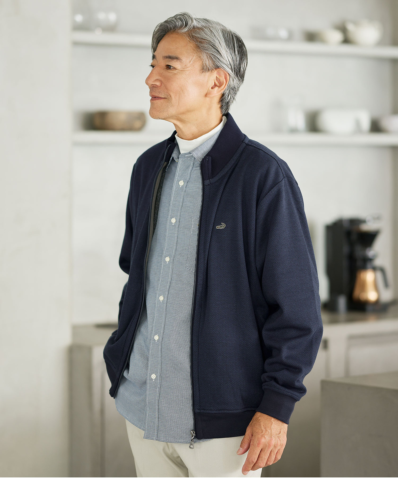 メンズ ヘリンボーン柄 フルジップ ブルゾン通販 [1602-55223