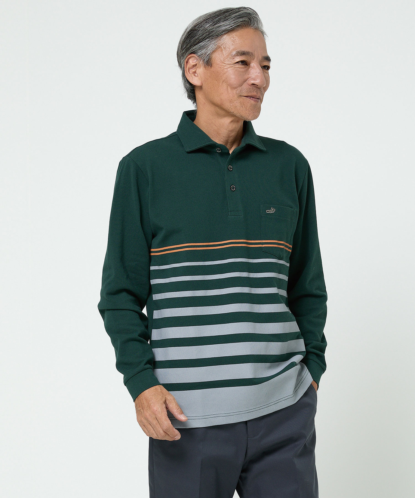メンズ ボーダー柄 切り替え ポロシャツ通販 [1602-56201