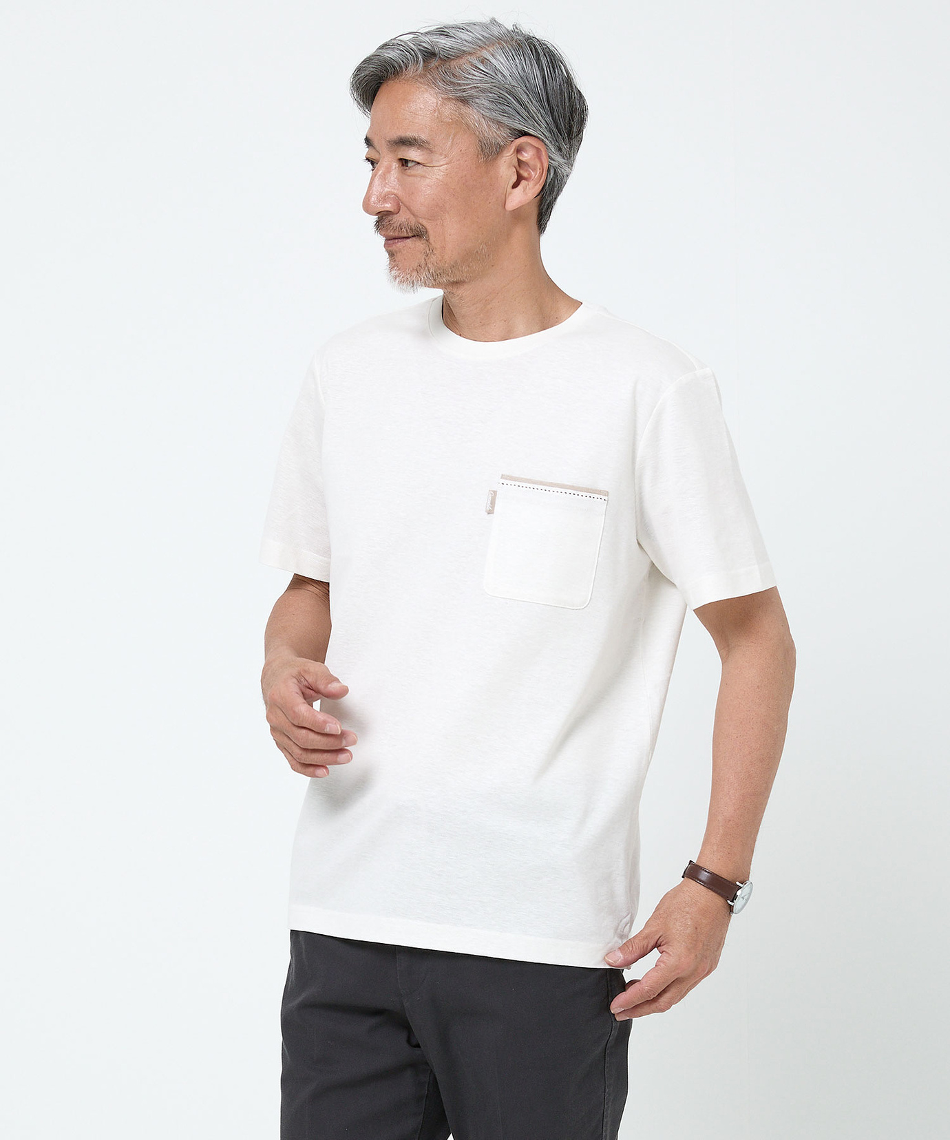 メンズ スノーリネン ポケット付き Tシャツ【接触冷感】通販 [1602