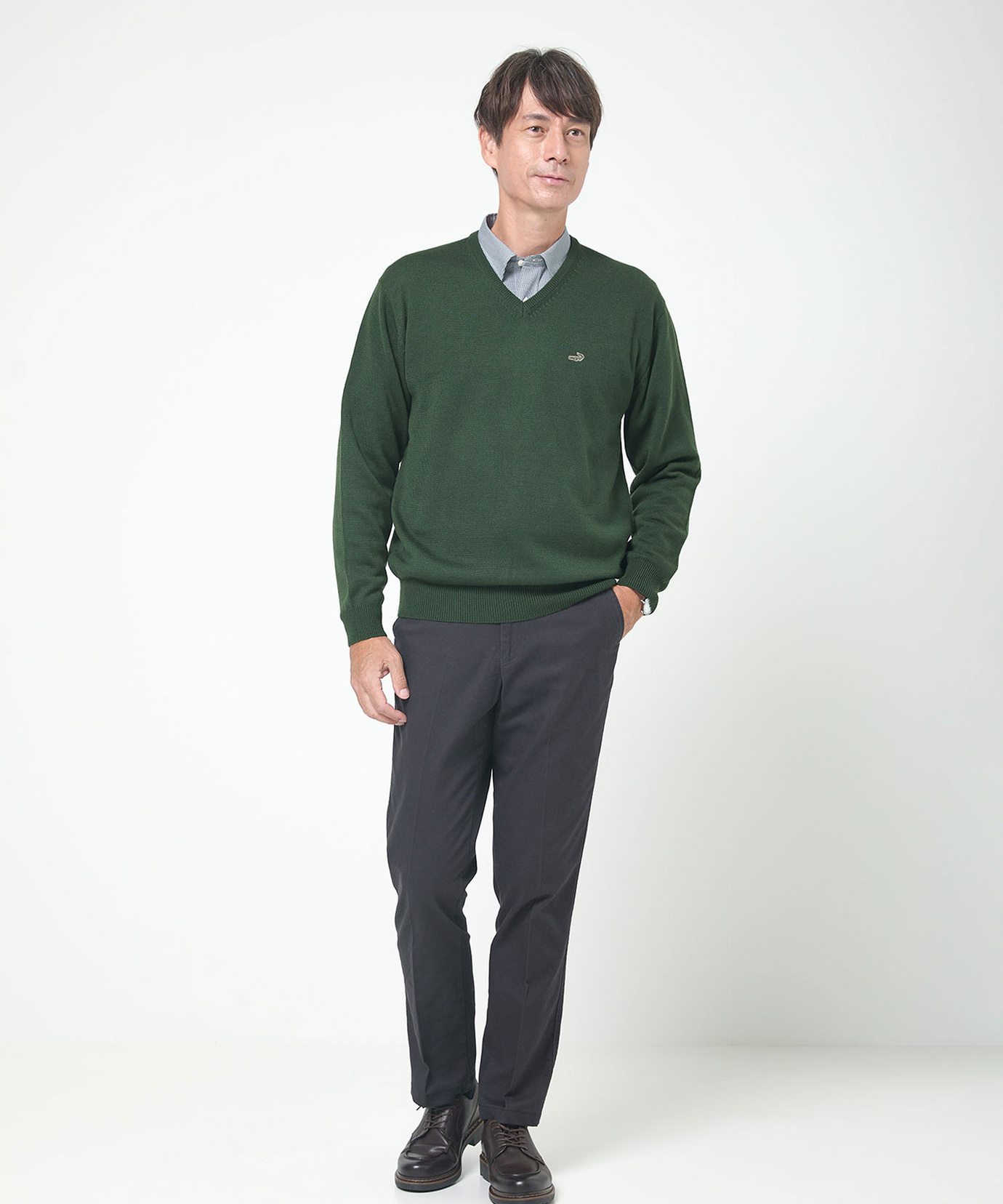 Y's for men 緑 ウールセーター COS Brushed Green Alpaca Blend V-Neck Jumper Men's Sweater