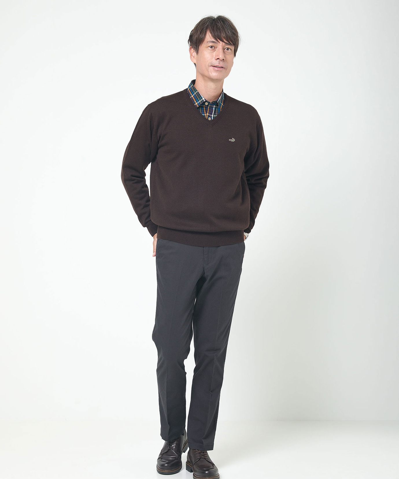 メンズ 10ゲージVネックセーター【洗濯機洗いOK】通販 [1603-06581