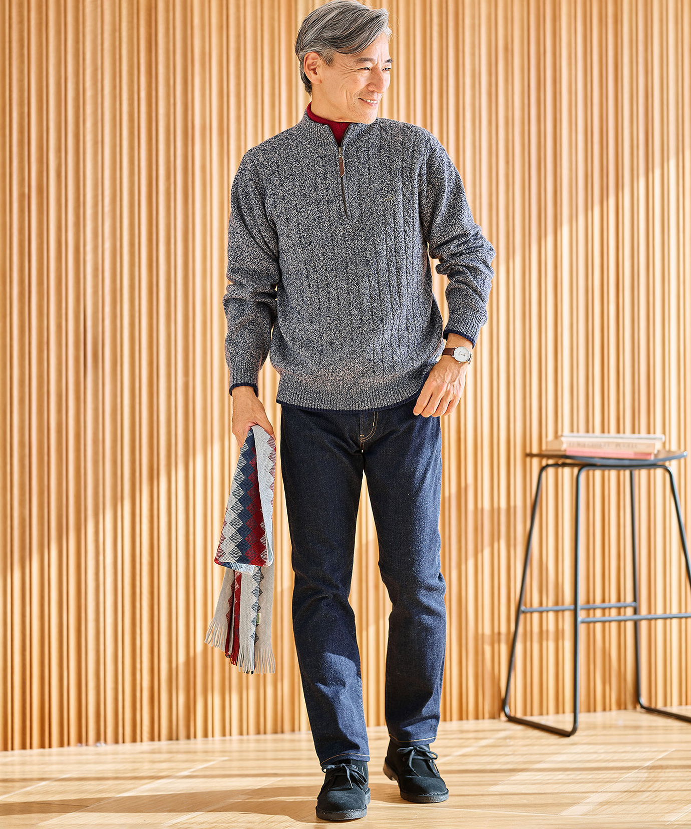 メンズ ハイゲージ タートルネック ニット【手洗いOK】通販 [1603