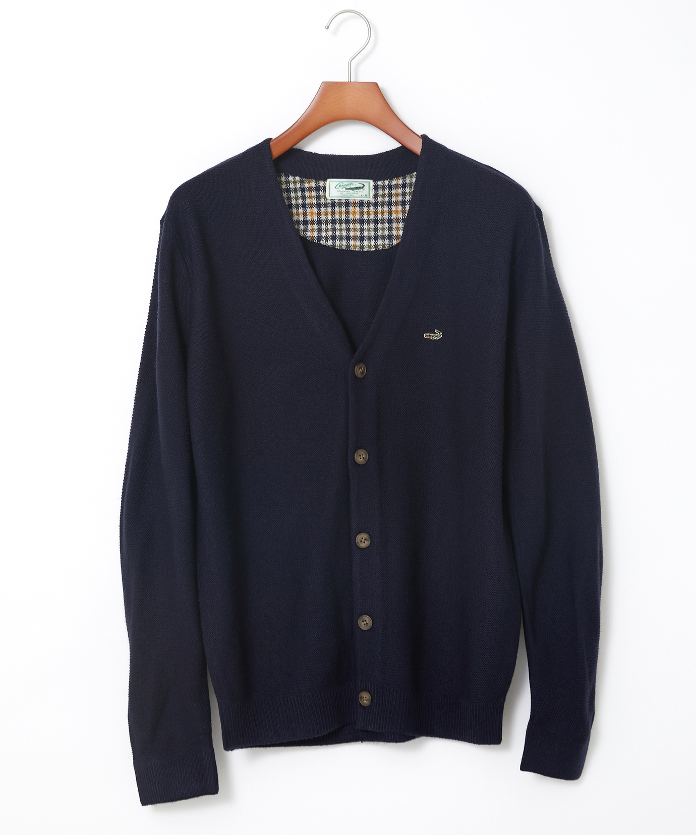 メンズ クロコダイルタータン カフス仕立て カーディガン【手洗いOK