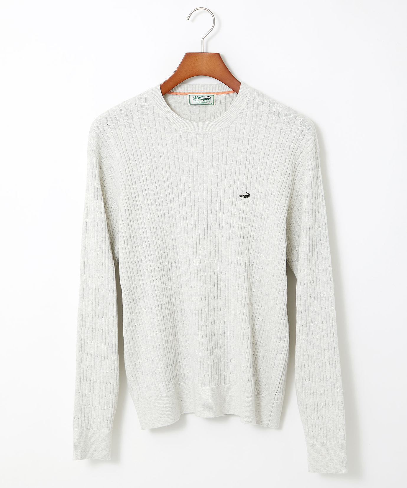 メンズ ハイゲージ ケーブル柄 クルーネック ニット【手洗いOK】通販