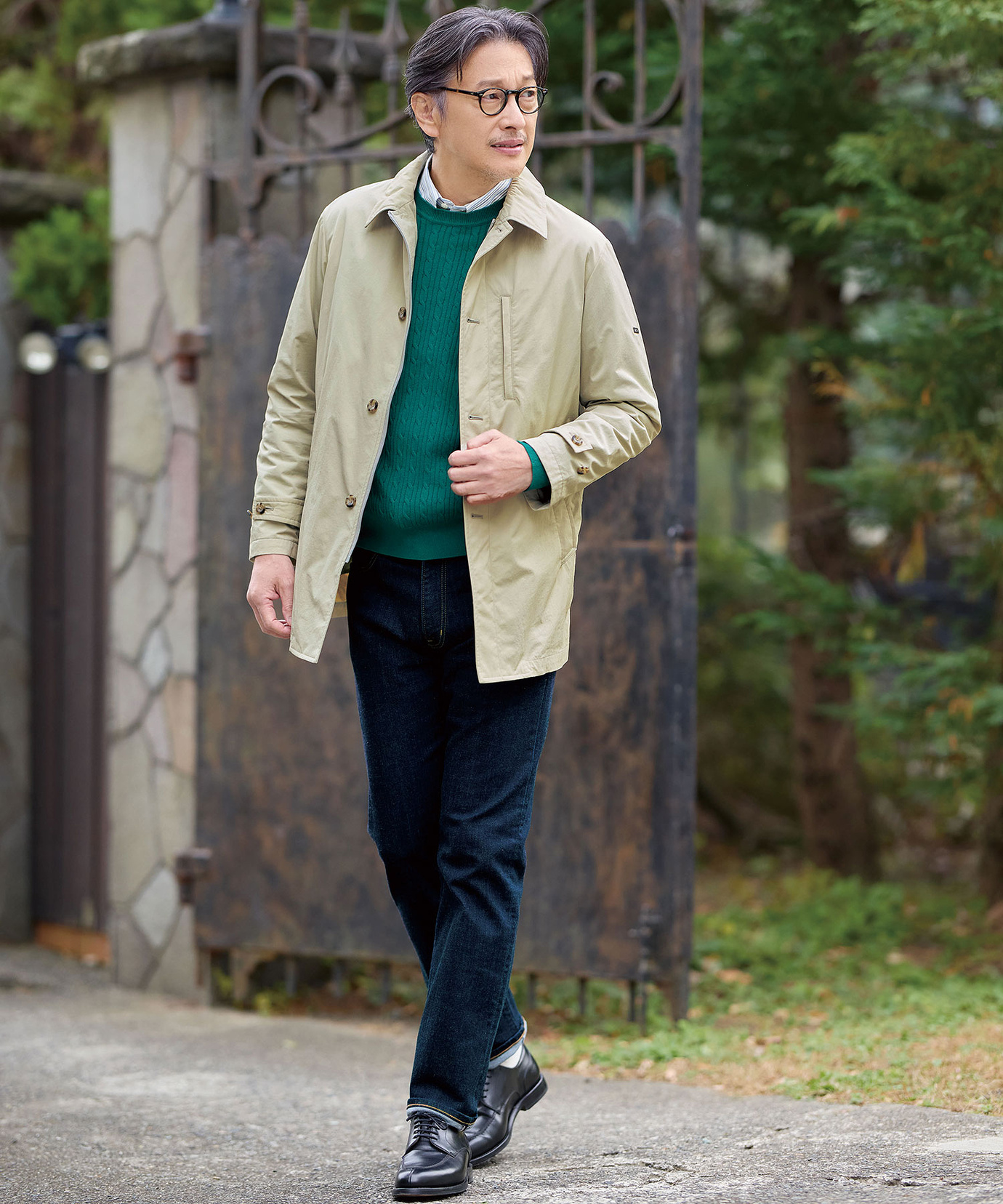 メンズ ハイゲージ ケーブル柄 クルーネック ニット【手洗いOK】通販