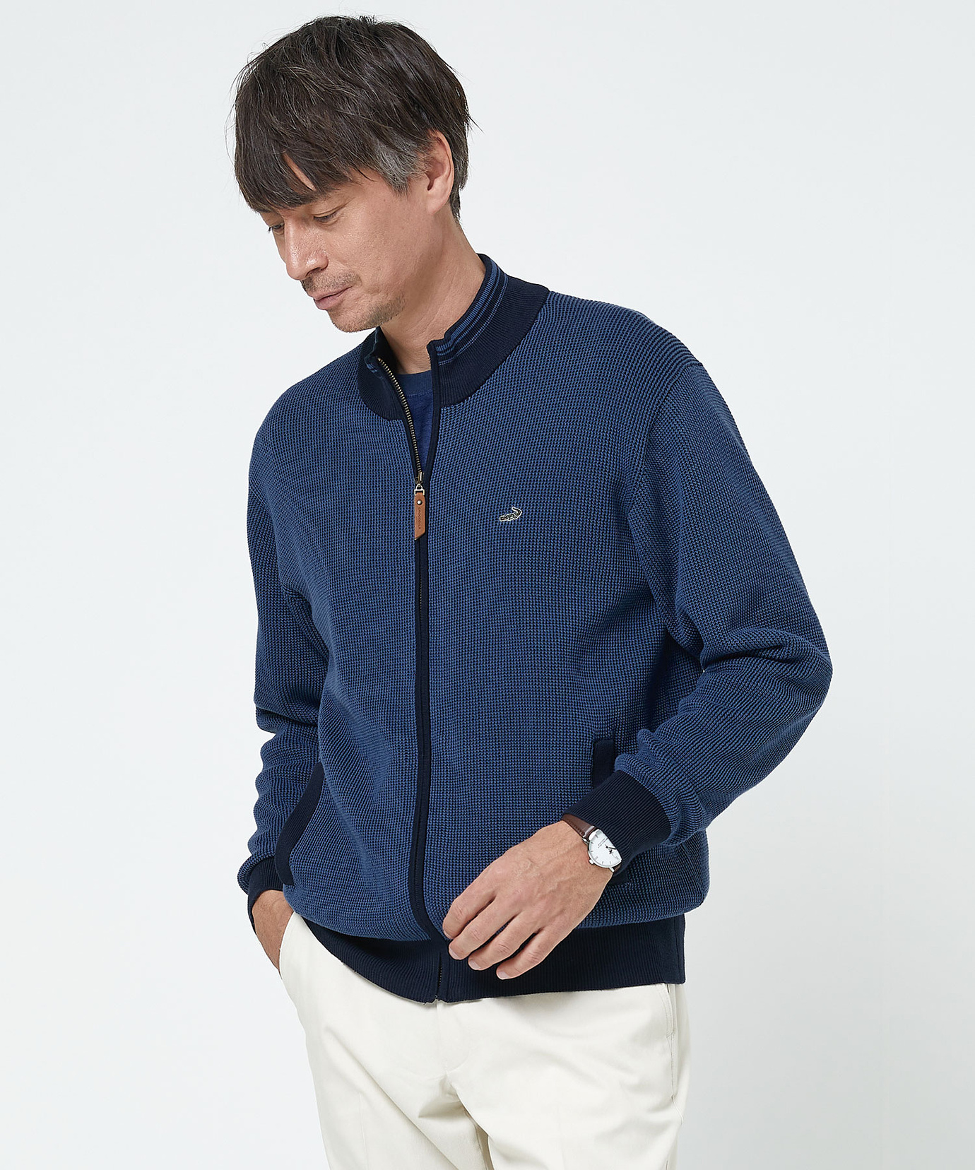 メンズ 地柄 配色 ニット カーディガン【手洗いOK】通販 [1603-51301