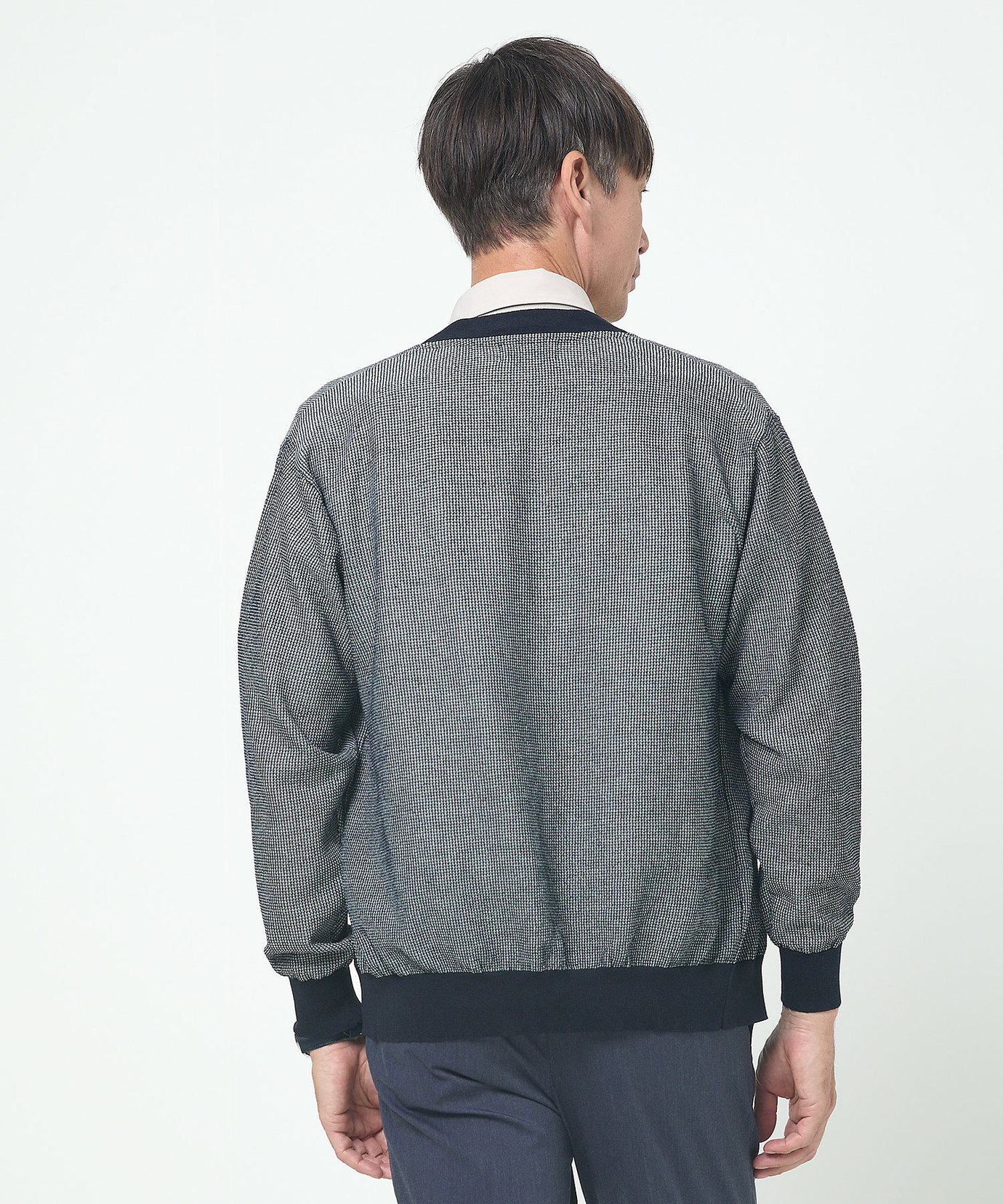 メンズ リネンブレンド バーズアイ カーディガン【手洗いOK】通販